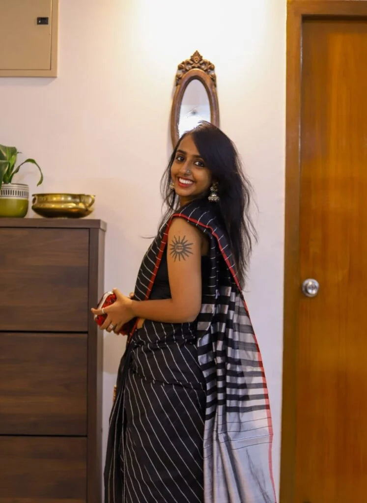 Chanderi Silk – Black and Silver 51-05-CST-01