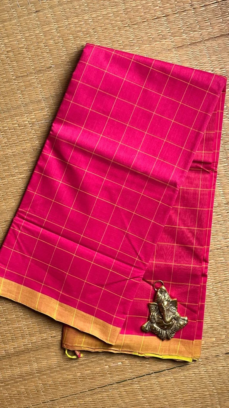 Mangalagiri Cotton Saree Checks 15-02-MC-02 – Pink