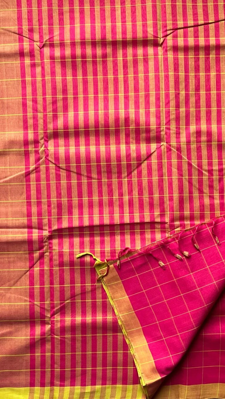Mangalagiri Cotton Saree Checks 15-02-MC-02 – Pink