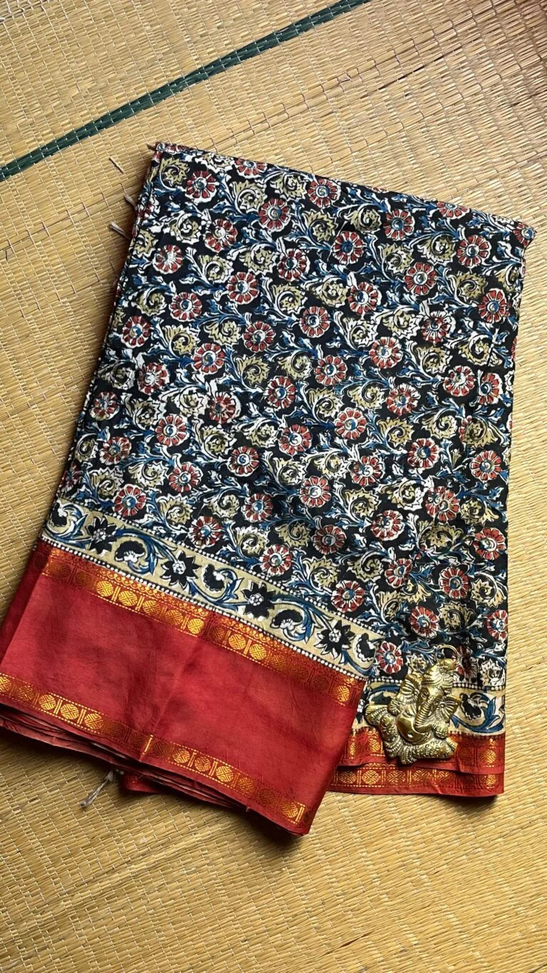 Kalamkari Retta Pet Border Sarees 15-02-RK-03