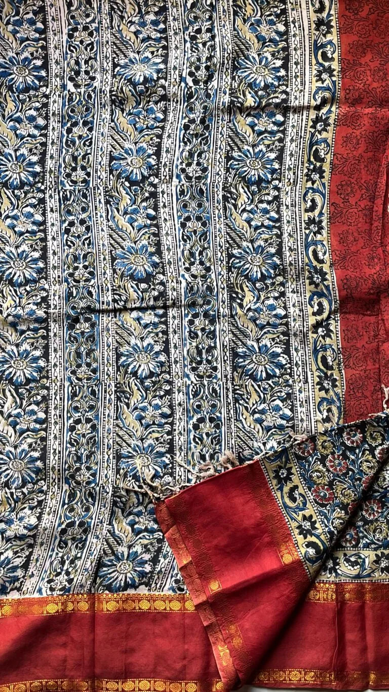 Kalamkari Retta Pet Border Sarees 15-02-RK-03