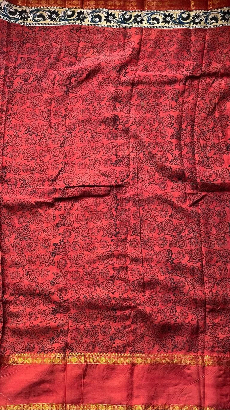Kalamkari Retta Pet Border Sarees 15-02-RK-03