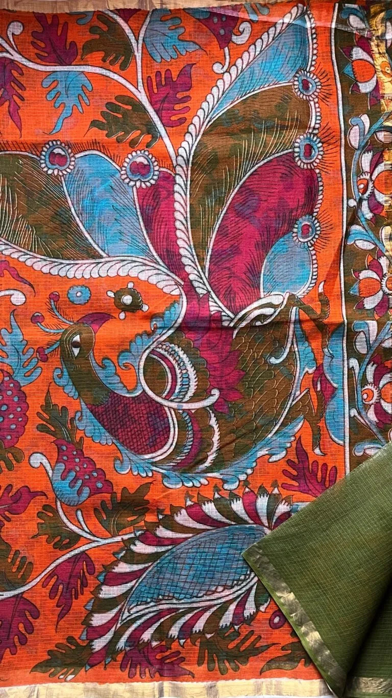 Kota Kalamkari Saree 15-02-BM-01 – Olive Green