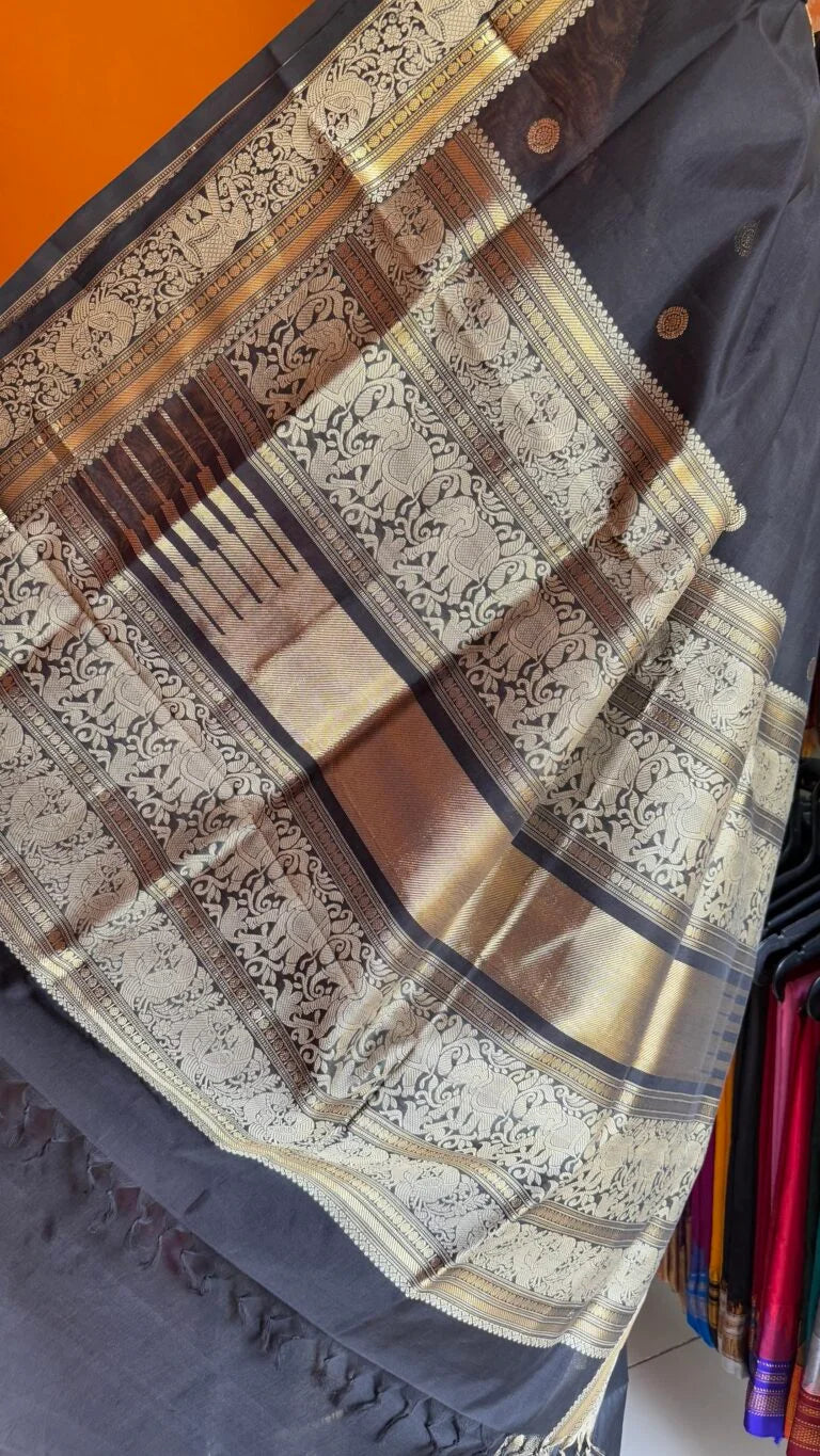 Kanchivaram Pure Silk Cotton – Black Thread Work 01-12-02-PSC-01