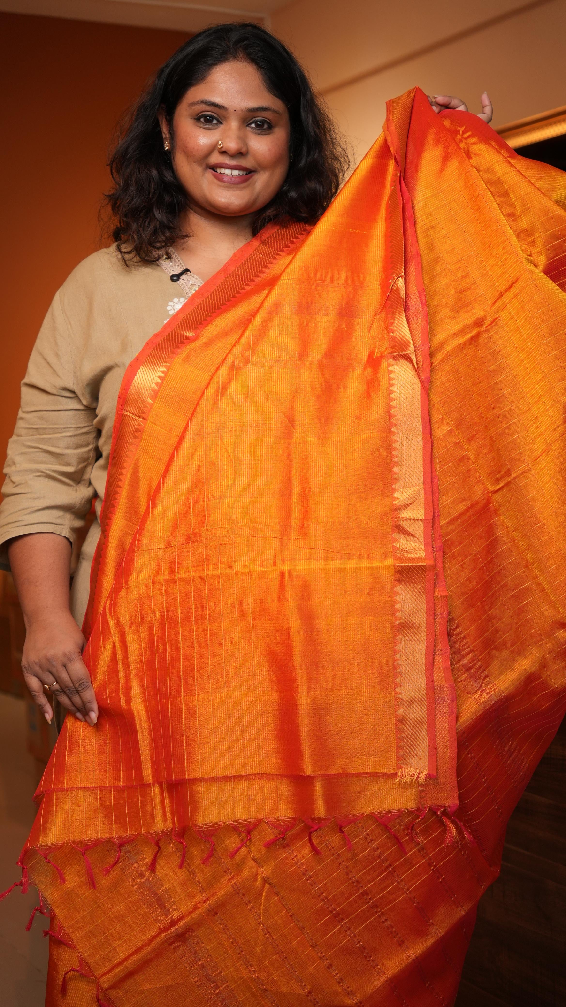 Mangalagiri Zari Checks Silk Cotton Saree
