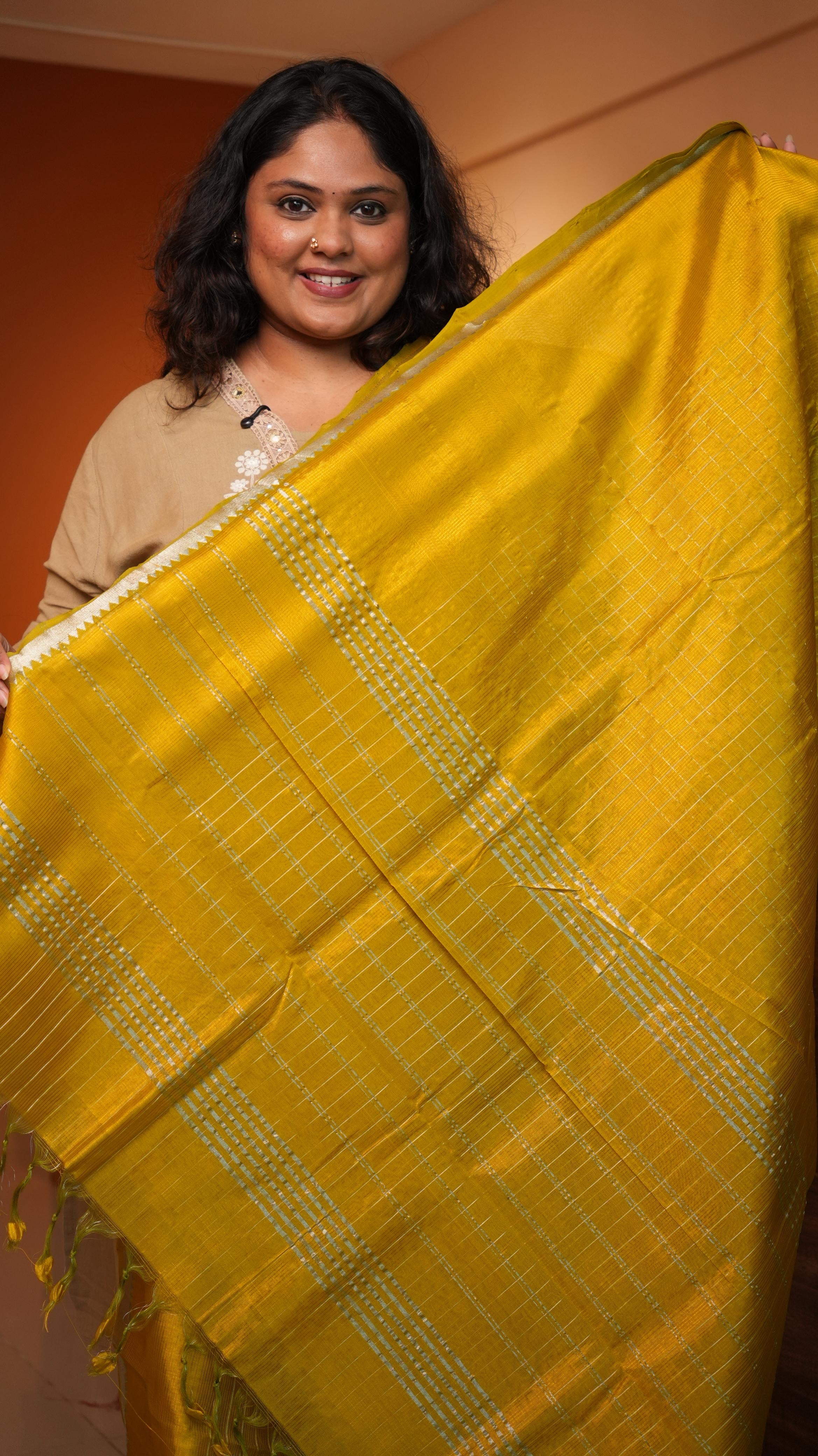 Mangalagiri Zari Checks Silk Cotton Saree