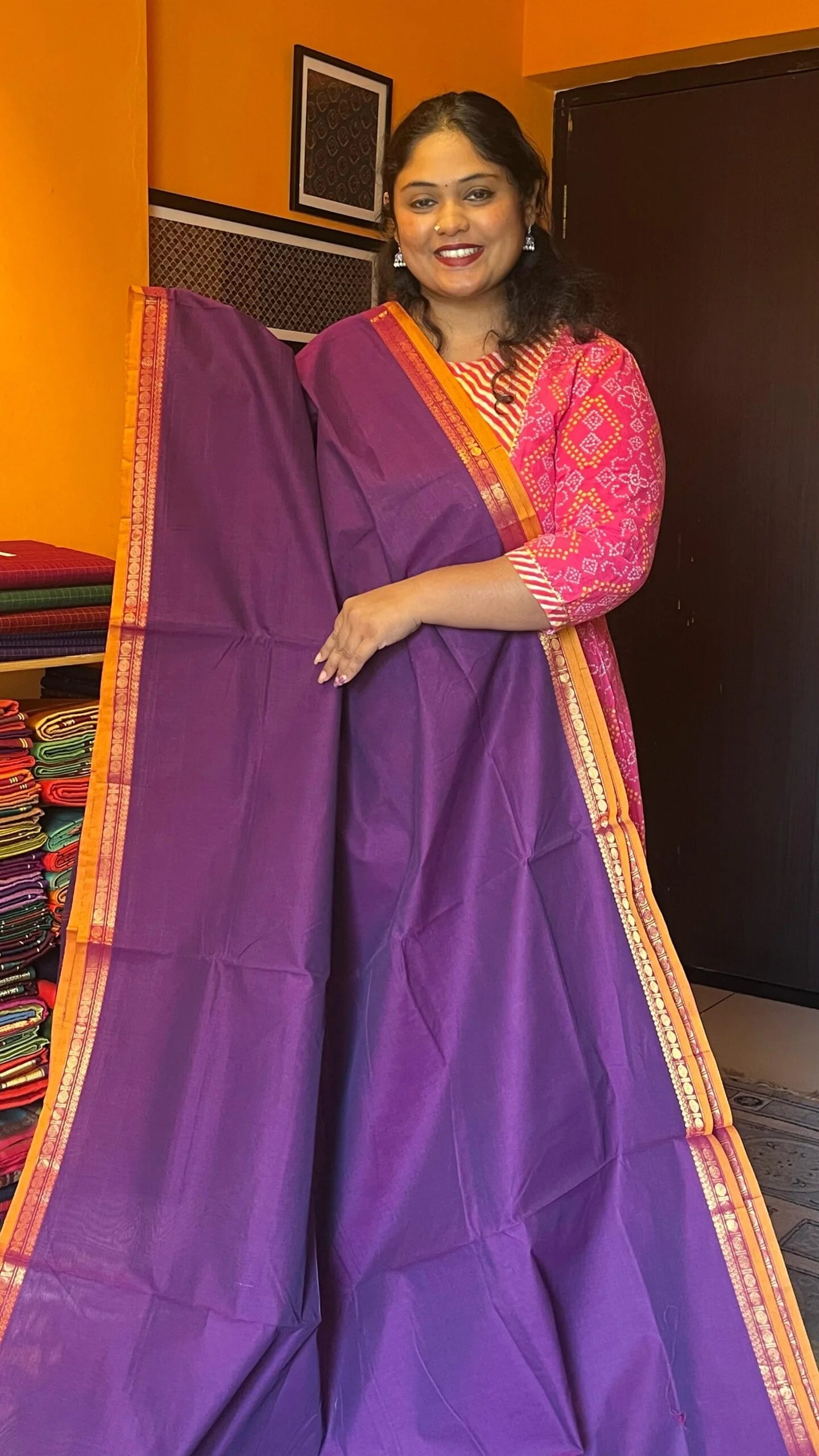 Kanchi Cotton Madisar 01-03-13-MCS-10 – Violet with Pink