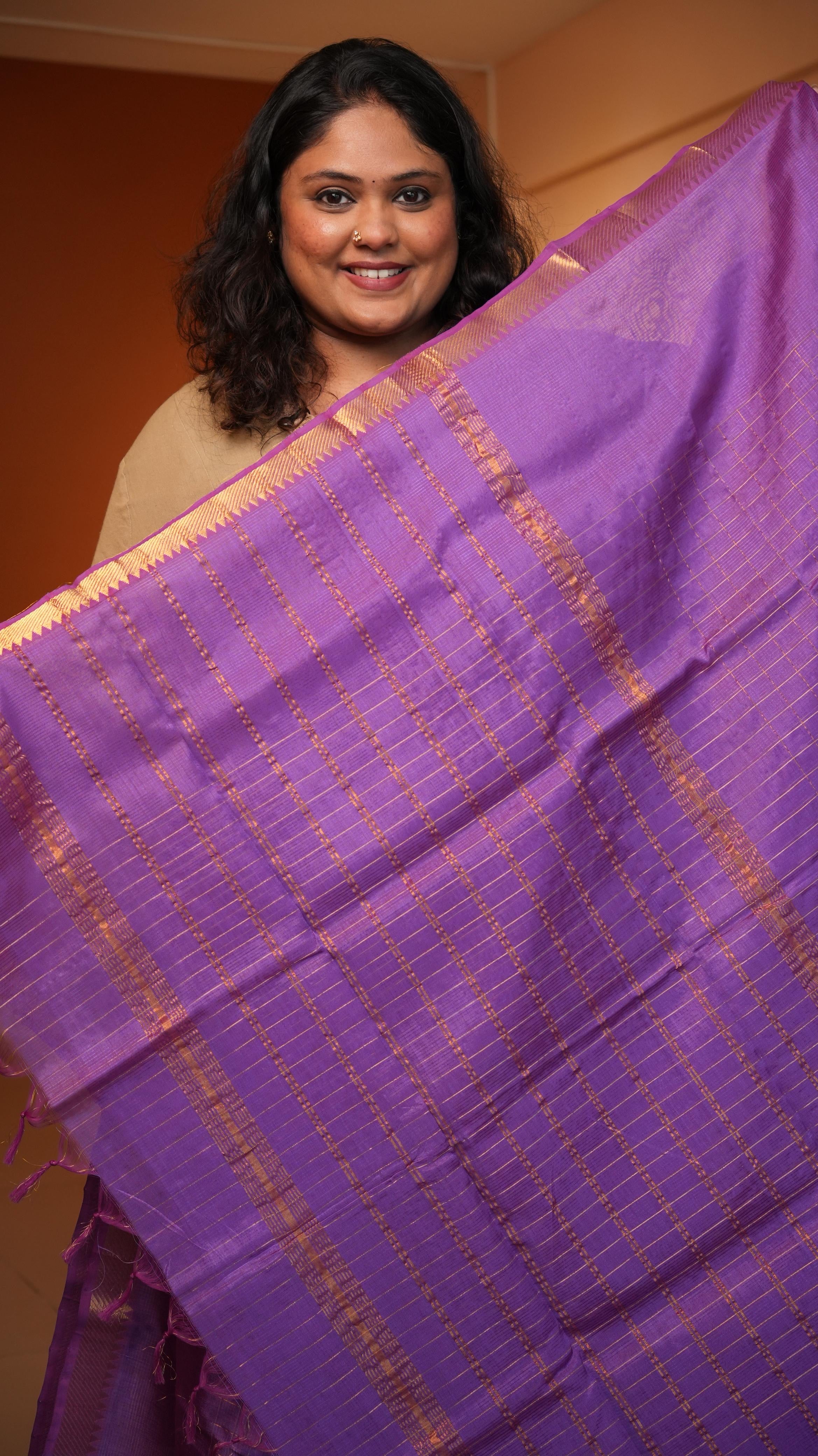 Mangalagiri Zari Checks Silk Cotton Saree