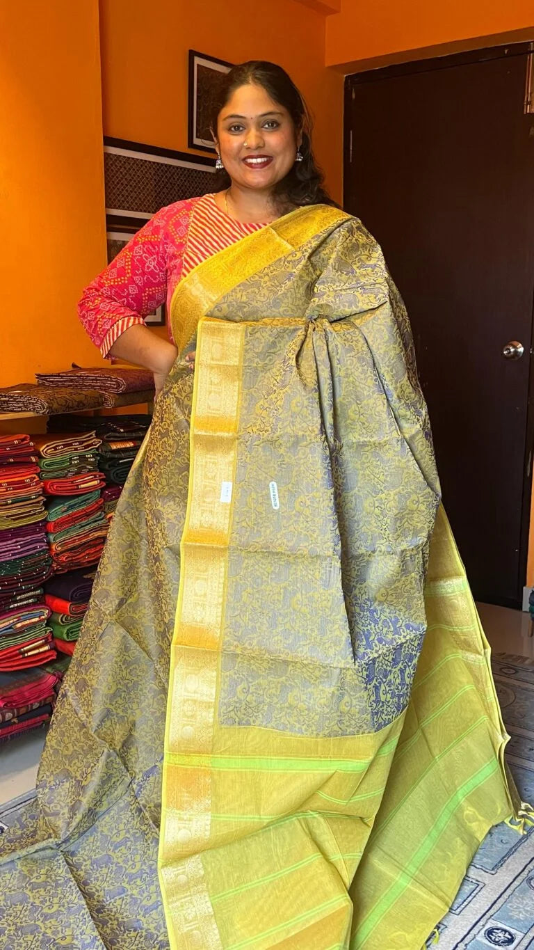 Vanasingaram Saree 01-03-06-PCS-09 – Lemon Yellow