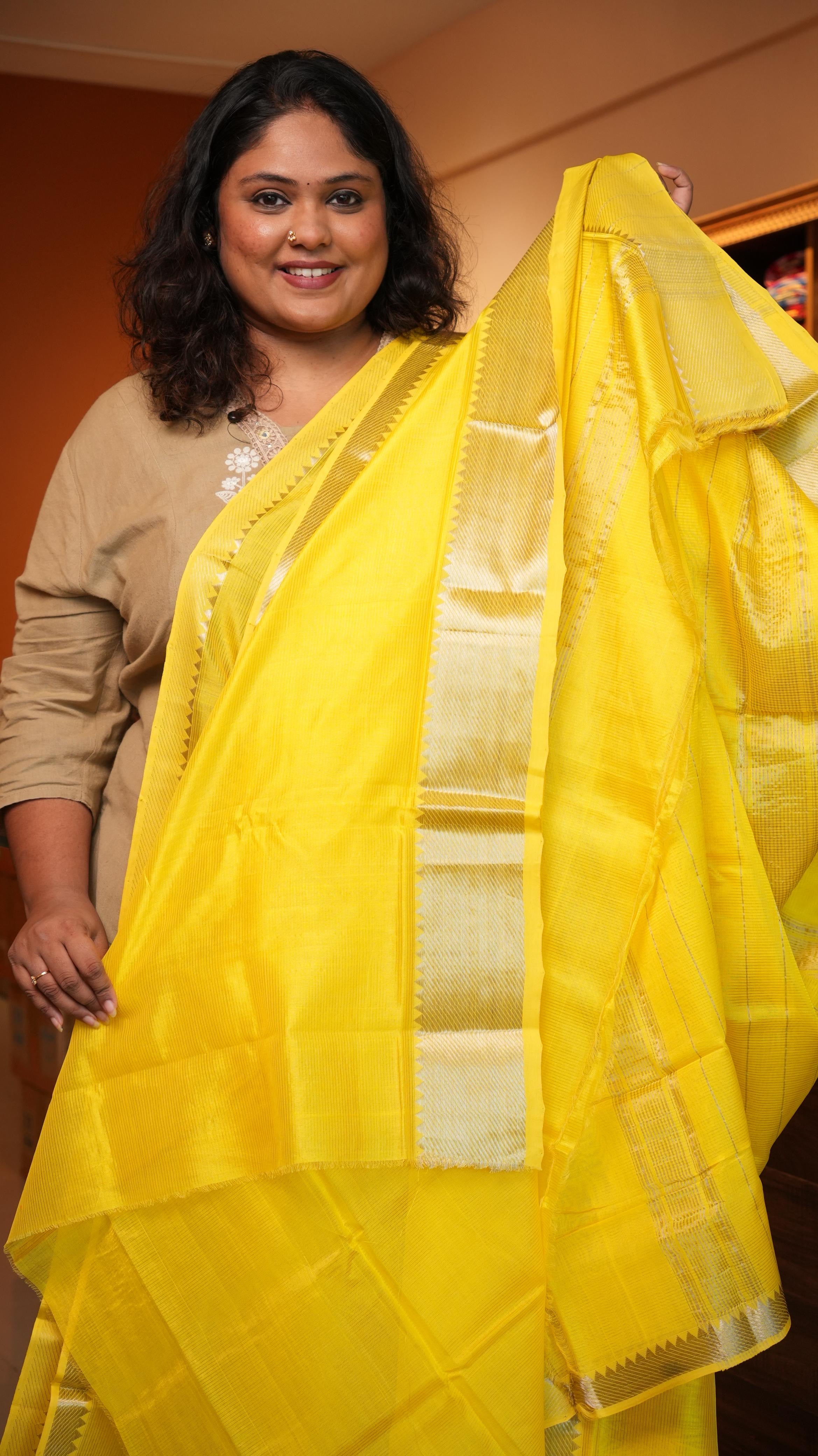 Mangalagiri Nizam Border Silk Cotton Saree-15-09B-02-08 (GOLDEN SOLACE)