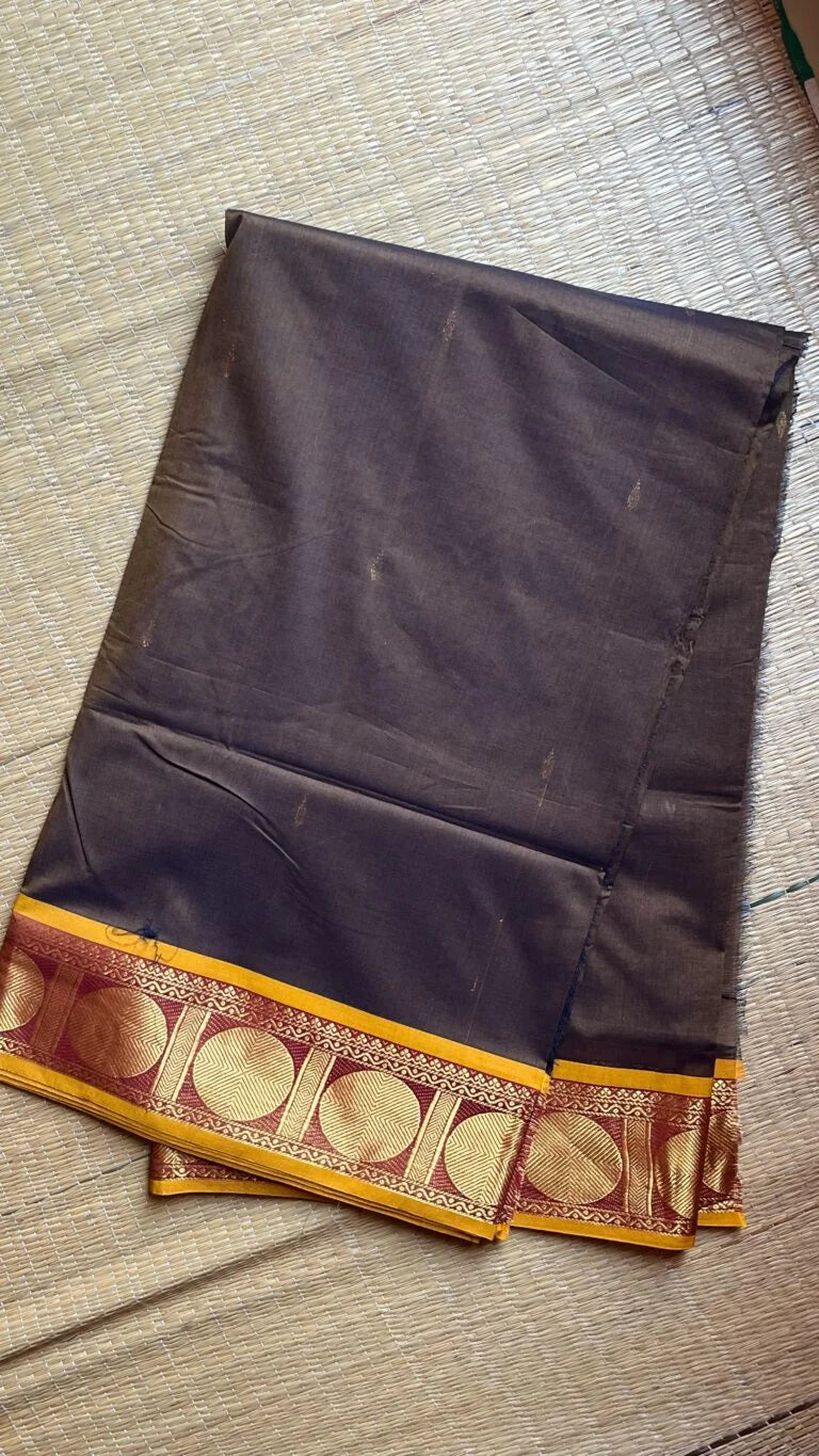 Mercerised Cotton Sarees 01-03-08-MCS-01 – Golden Grey