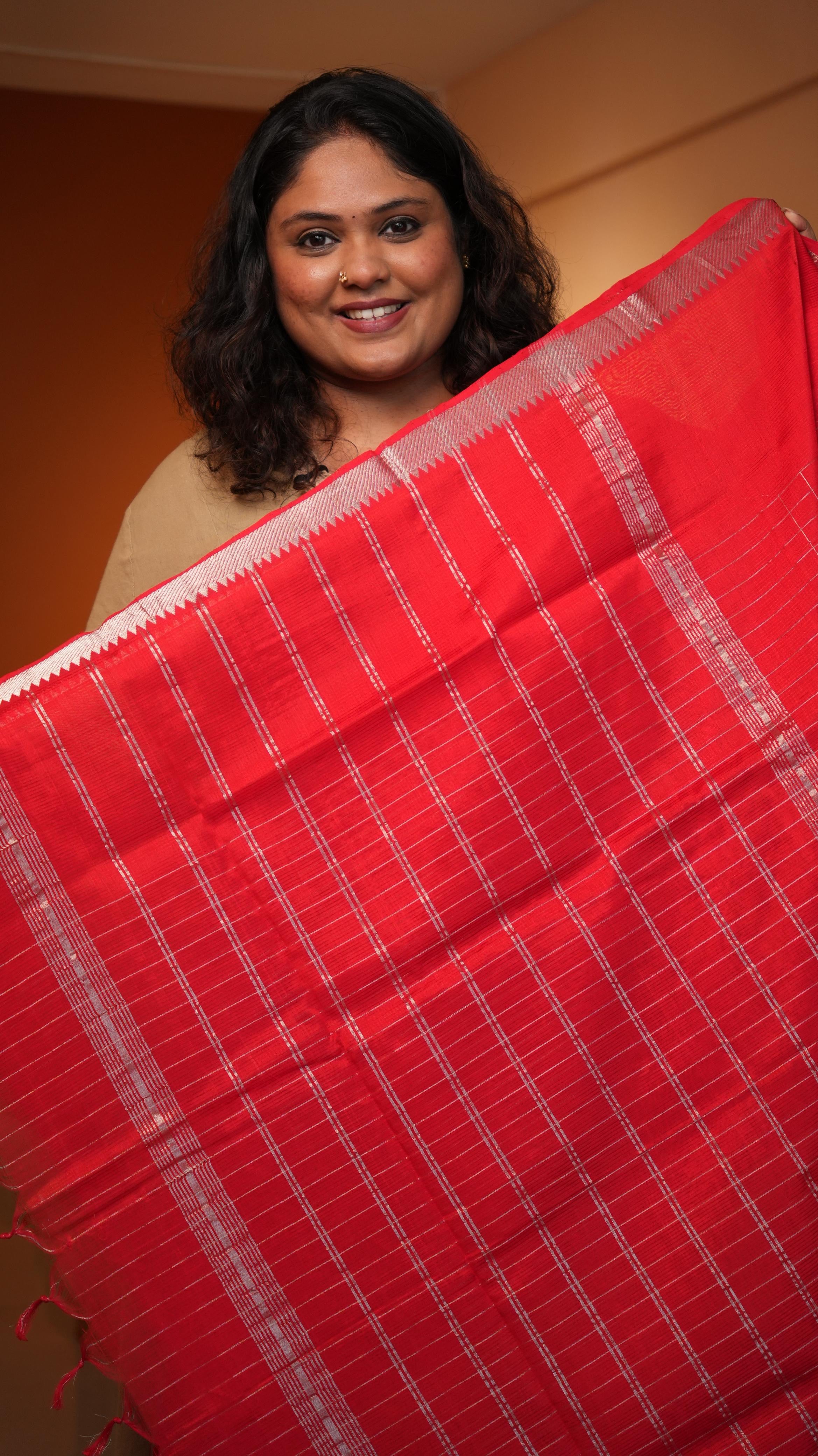 Mangalagiri Zari Checks Silk Cotton Saree
