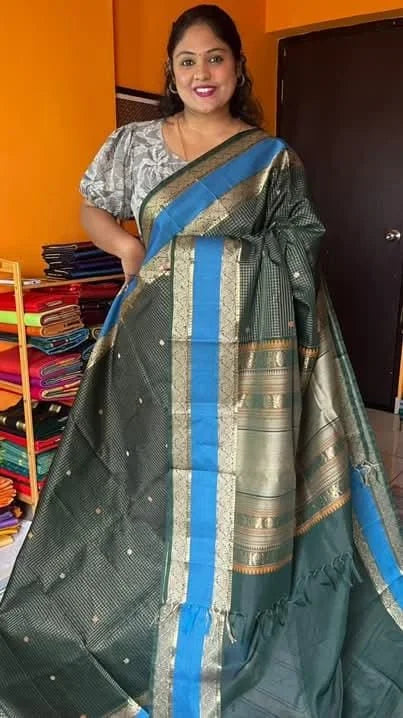 Pure Silk Cotton Kancheevaram Sarees 01-12-09-PSC-02- Green