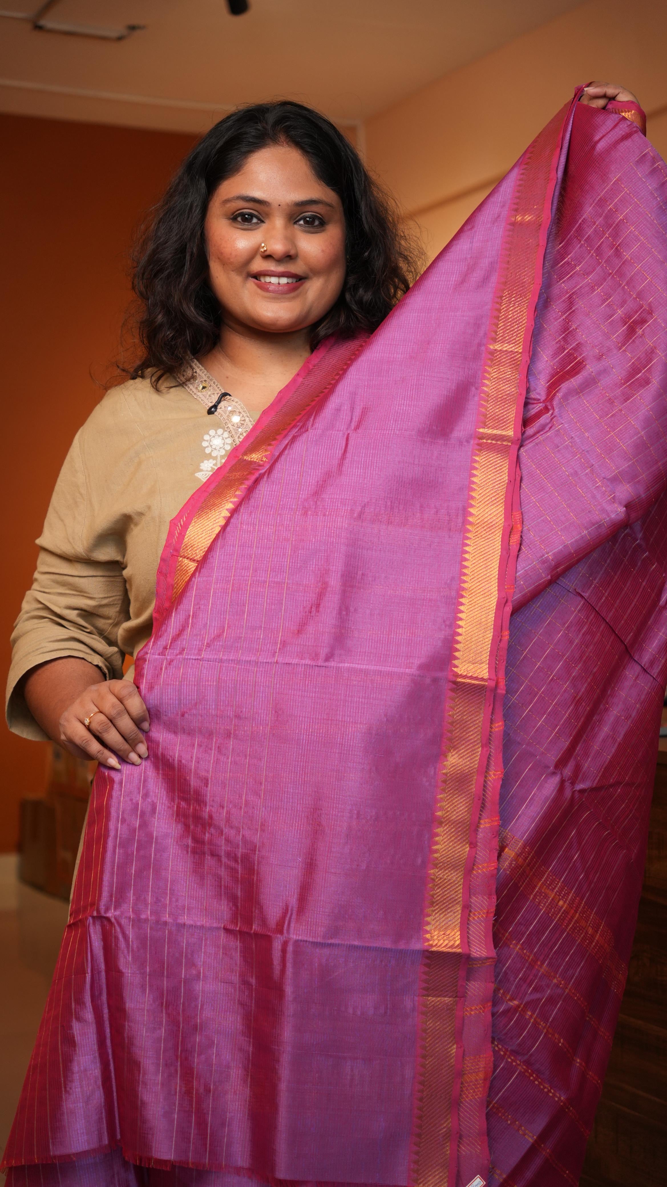 Mangalagiri Zari Checks Silk Cotton Saree