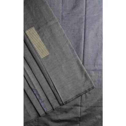 Kolam Block Print Grey Saree 52-BP-05