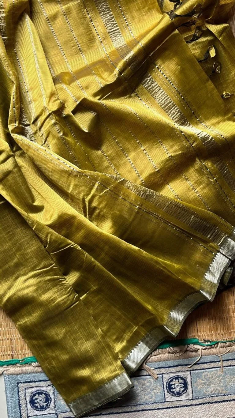 Mangalagiri Small Border Saree 15-01-SB-05 – Mehandi Green