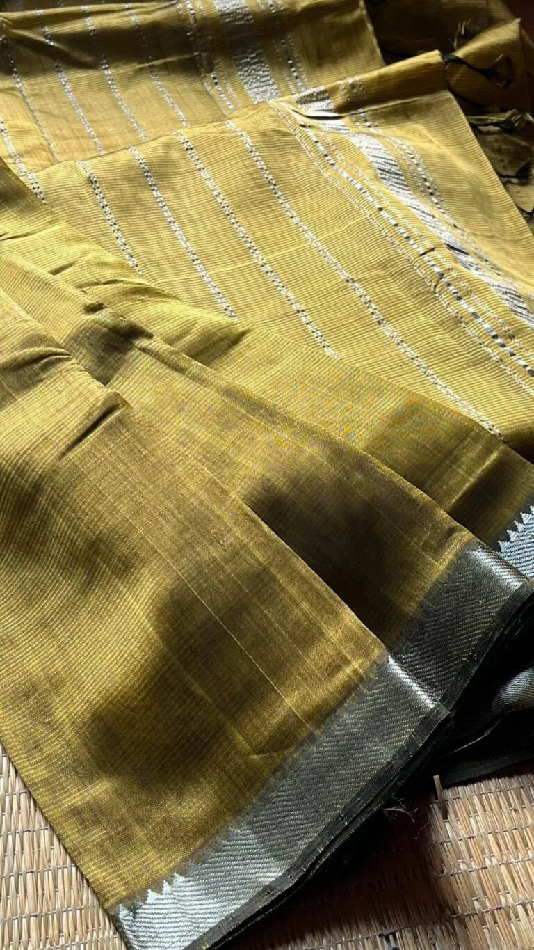 Mangalagiri Small Border Saree 15-01-SB-05 – Mehandi Green