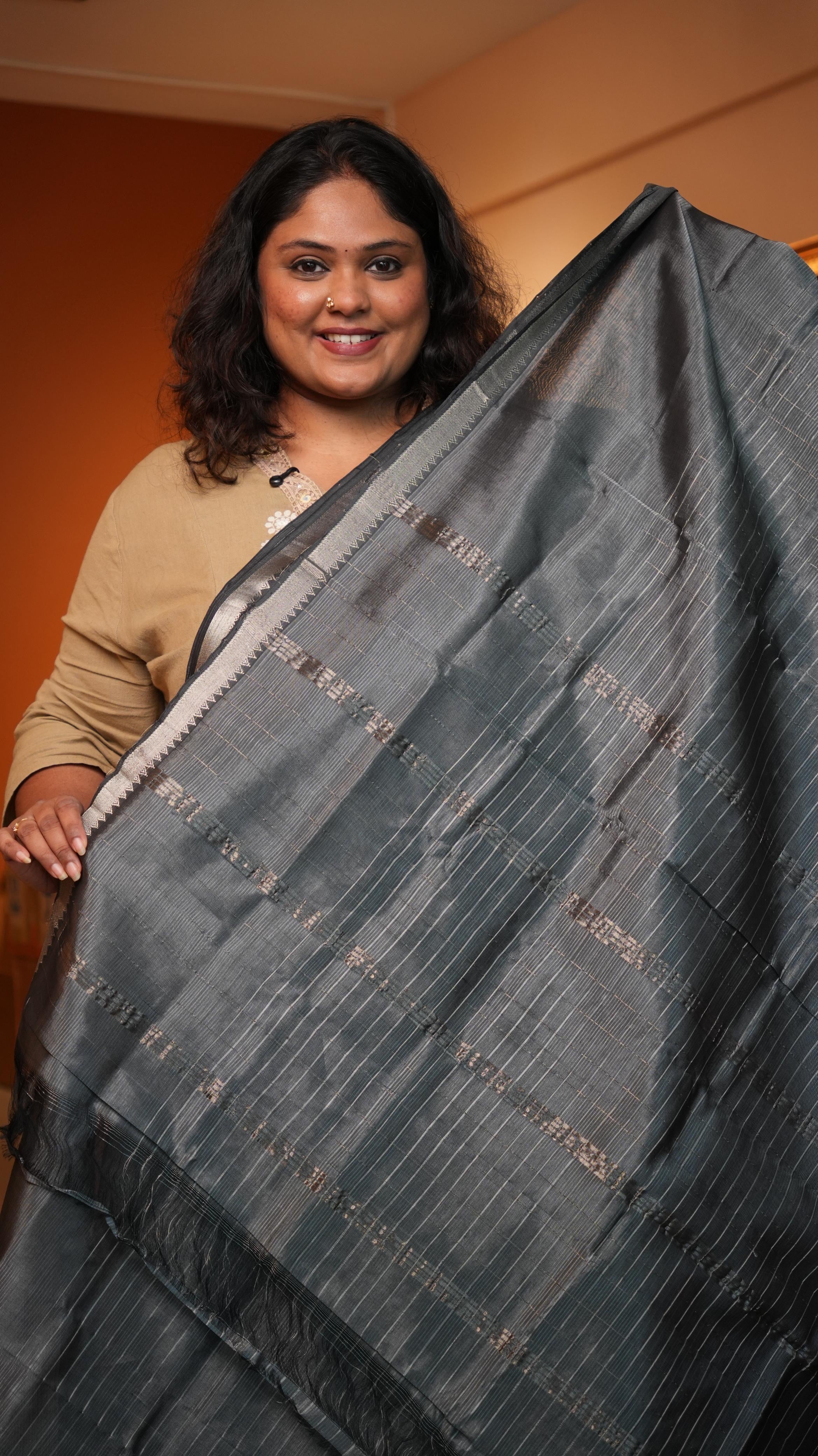 Mangalagiri Zari Checks Silk Cotton Saree
