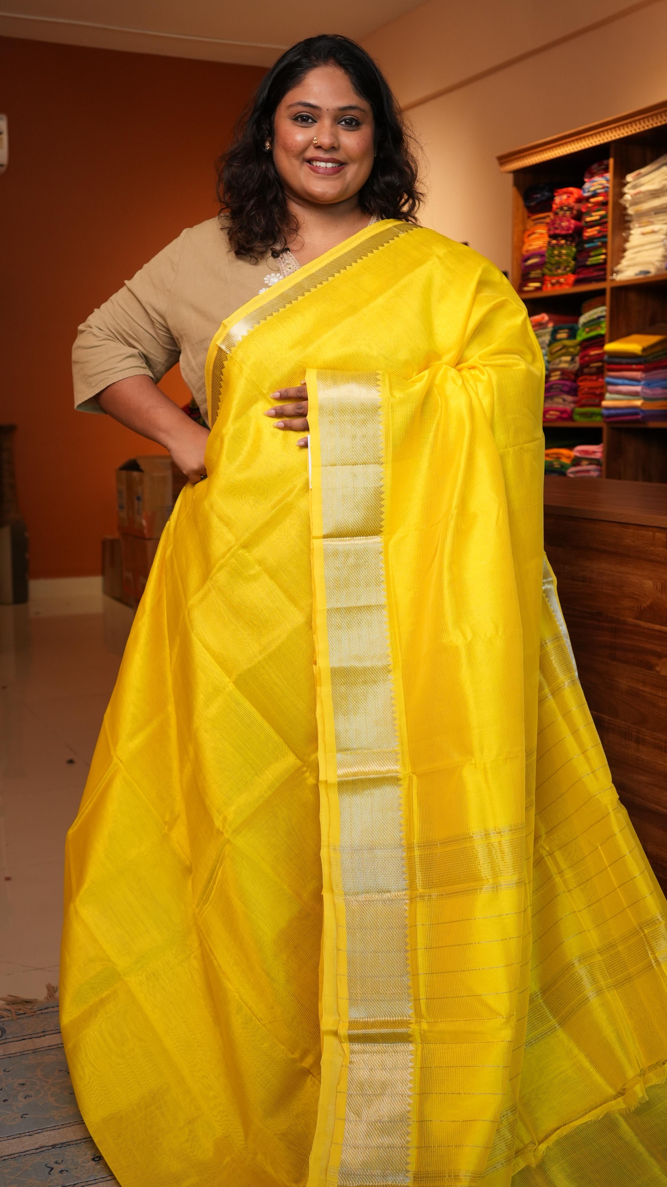 Mangalagiri Nizam Border Silk Cotton Saree-15-09B-02-08 (GOLDEN SOLACE)