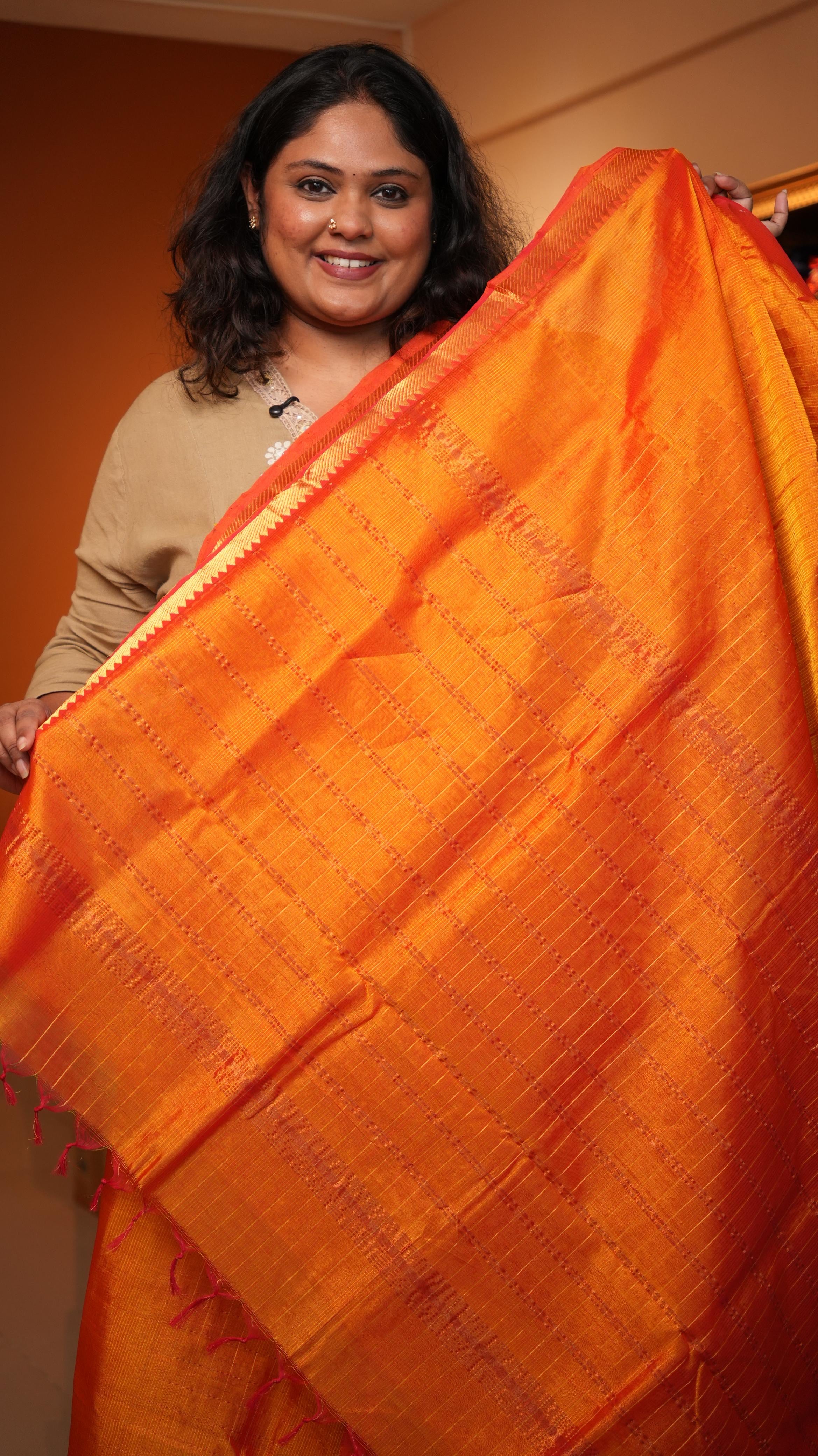 Mangalagiri Zari Checks Silk Cotton Saree