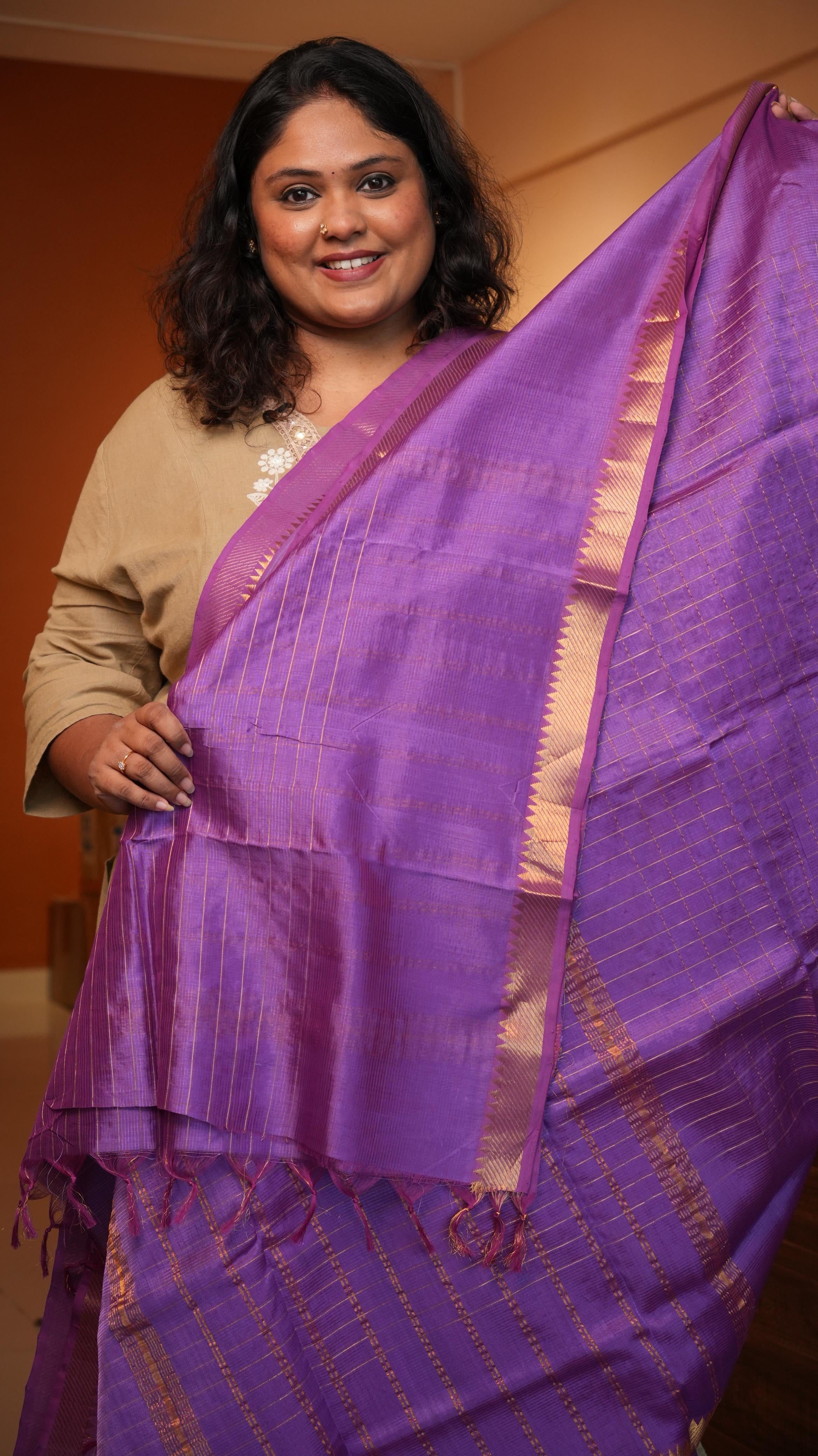 Mangalagiri Zari Checks Silk Cotton Saree