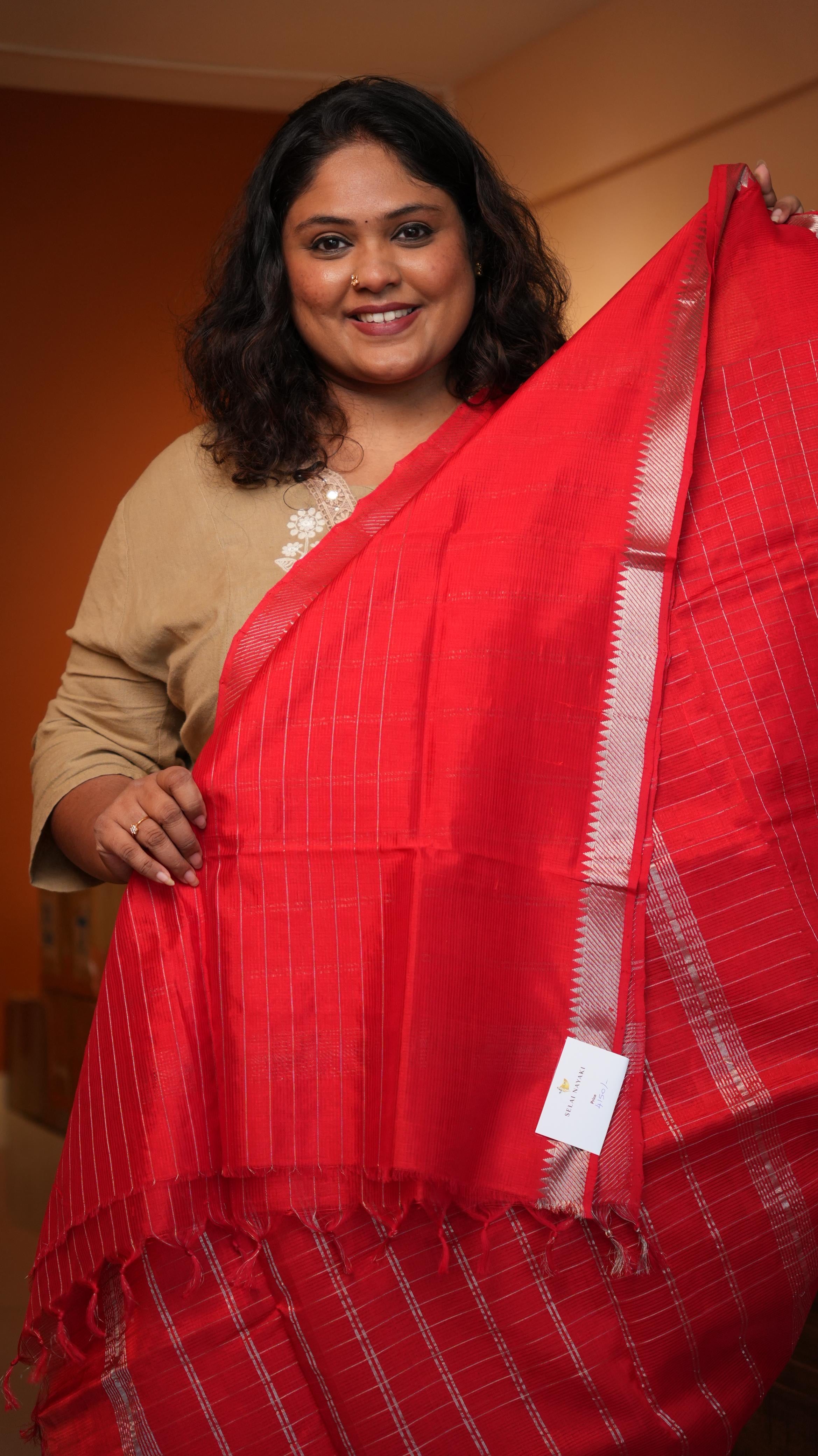 Mangalagiri Zari Checks Silk Cotton Saree