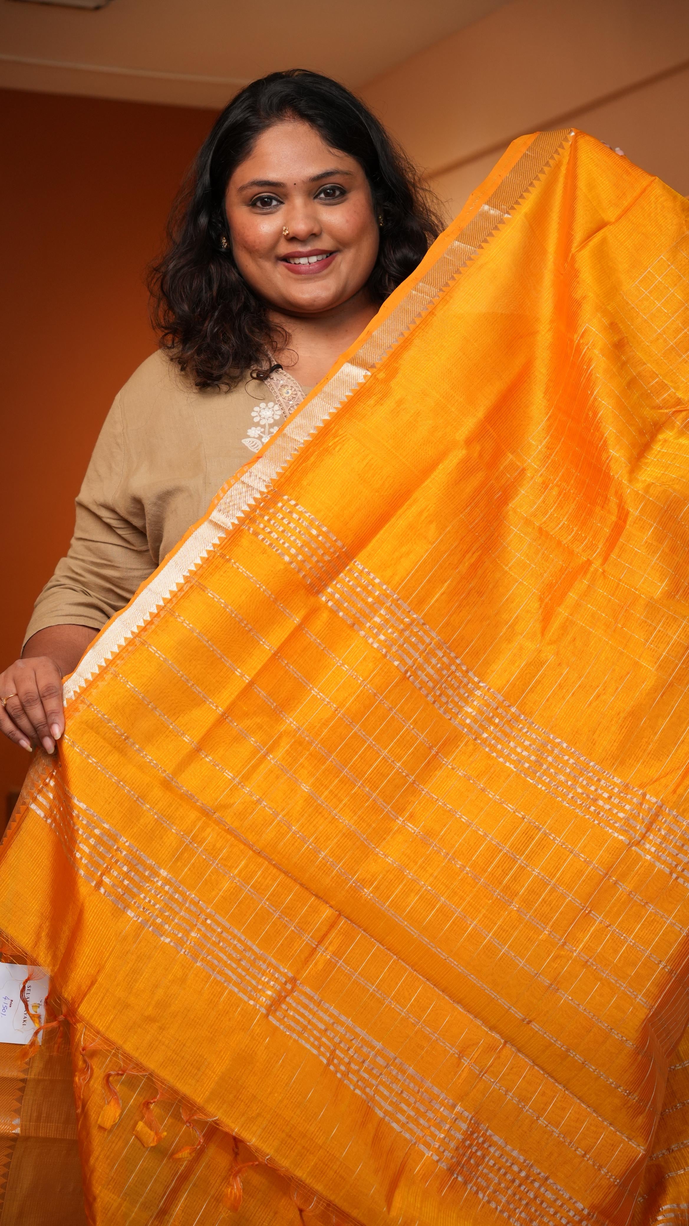 Mangalagiri Zari Checks Silk Cotton Saree-15-09B-03-02 (ARANCIA)