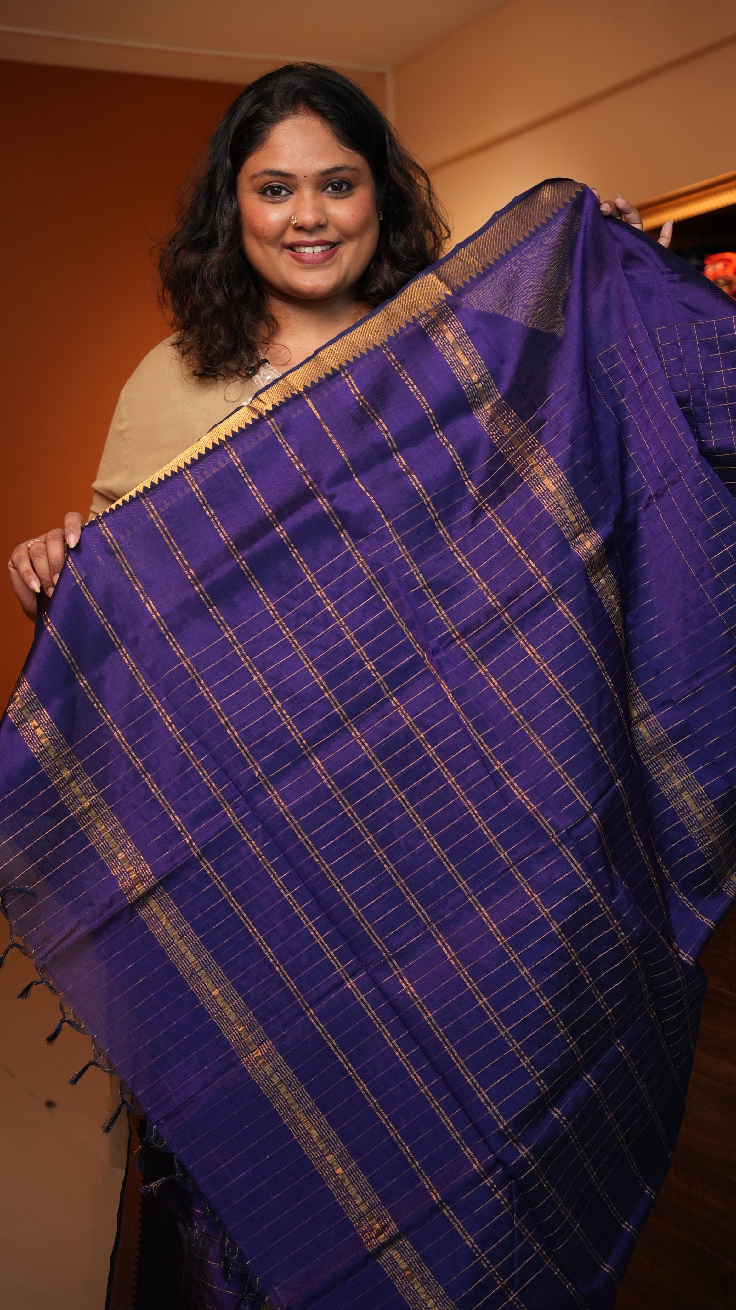 Mangalagiri Zari Checks Silk Cotton Saree