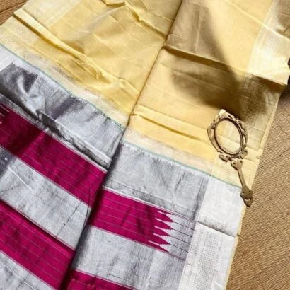 Ilkal Cotton Handloom Pastel Yellow Saree 44-06-IC-04