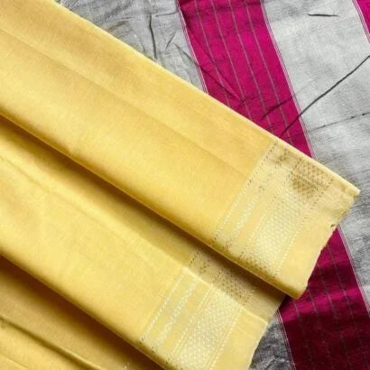 Ilkal Cotton Handloom Pastel Yellow Saree 44-06-IC-04