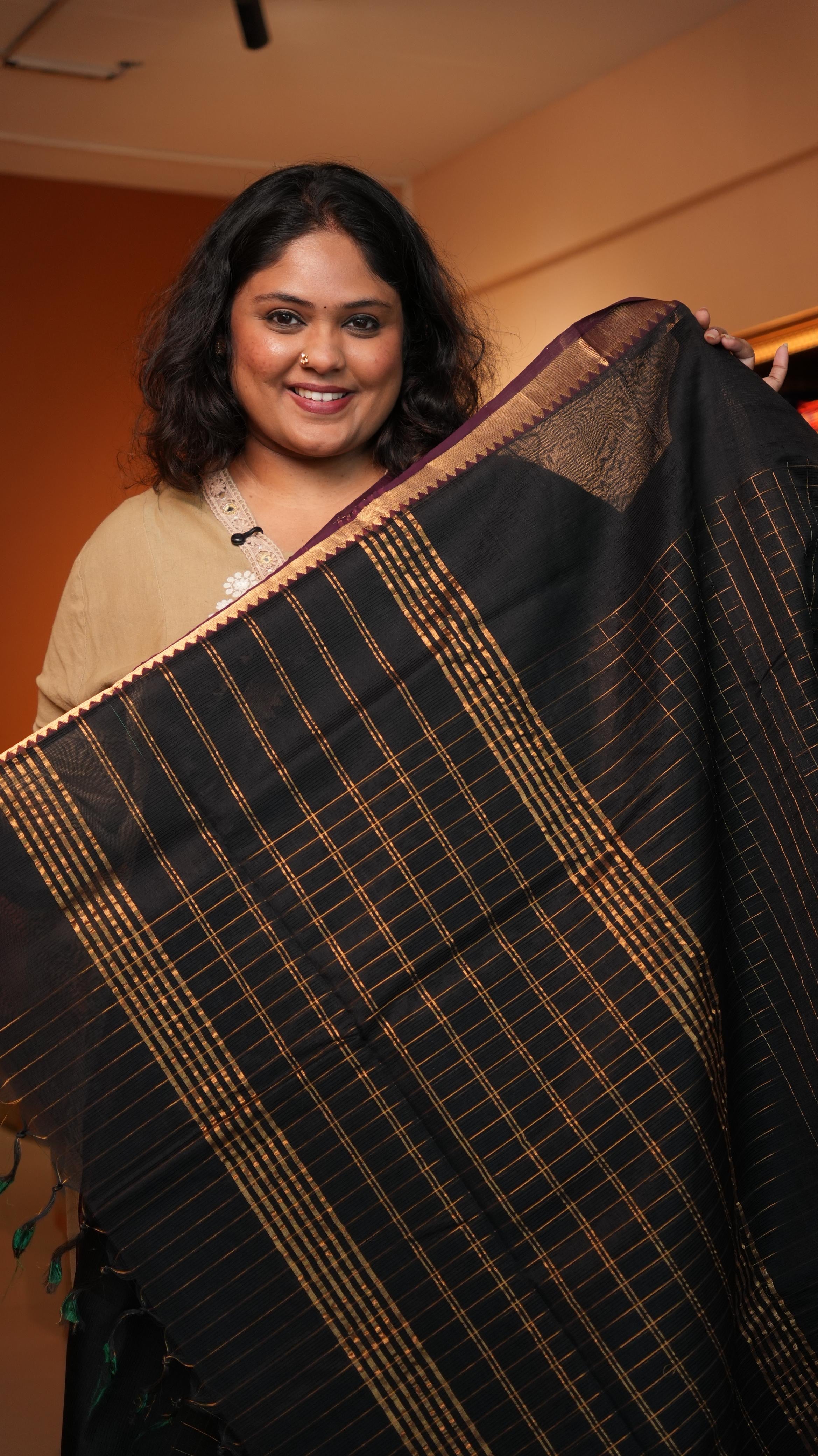 Mangalagiri Zari Checks Silk Cotton Saree