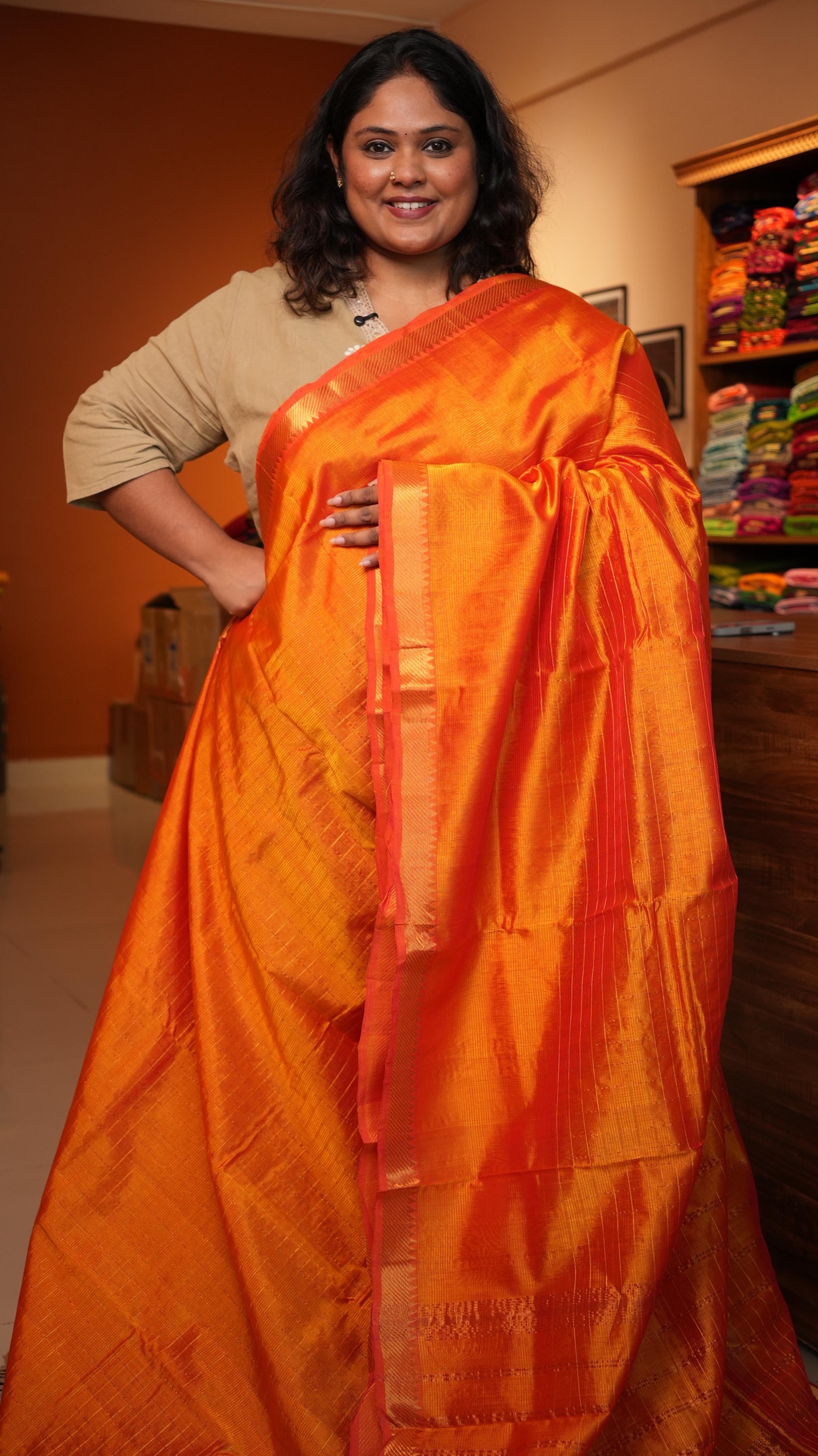 Mangalagiri Zari Checks Silk Cotton Saree