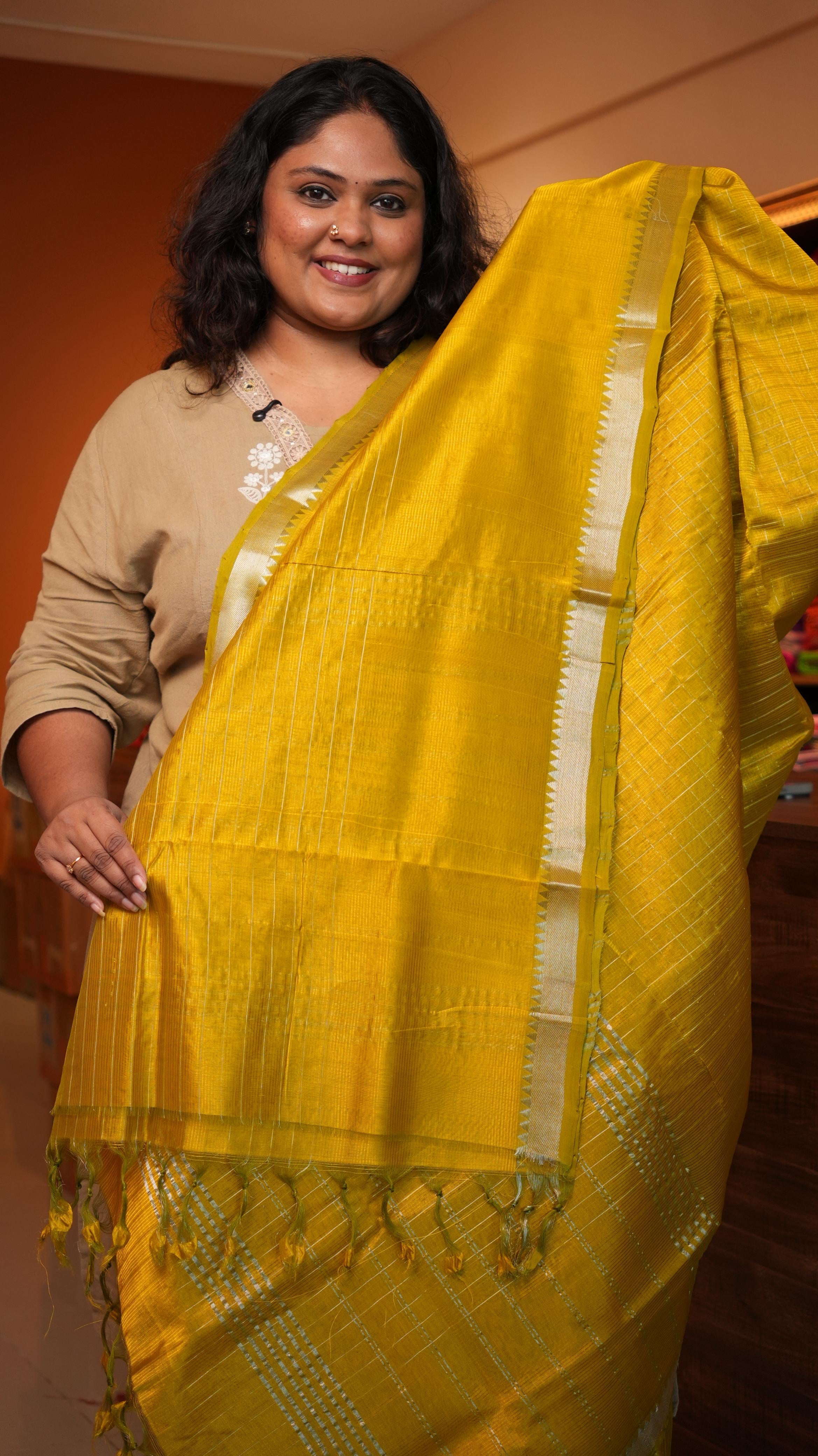 Mangalagiri Zari Checks Silk Cotton Saree
