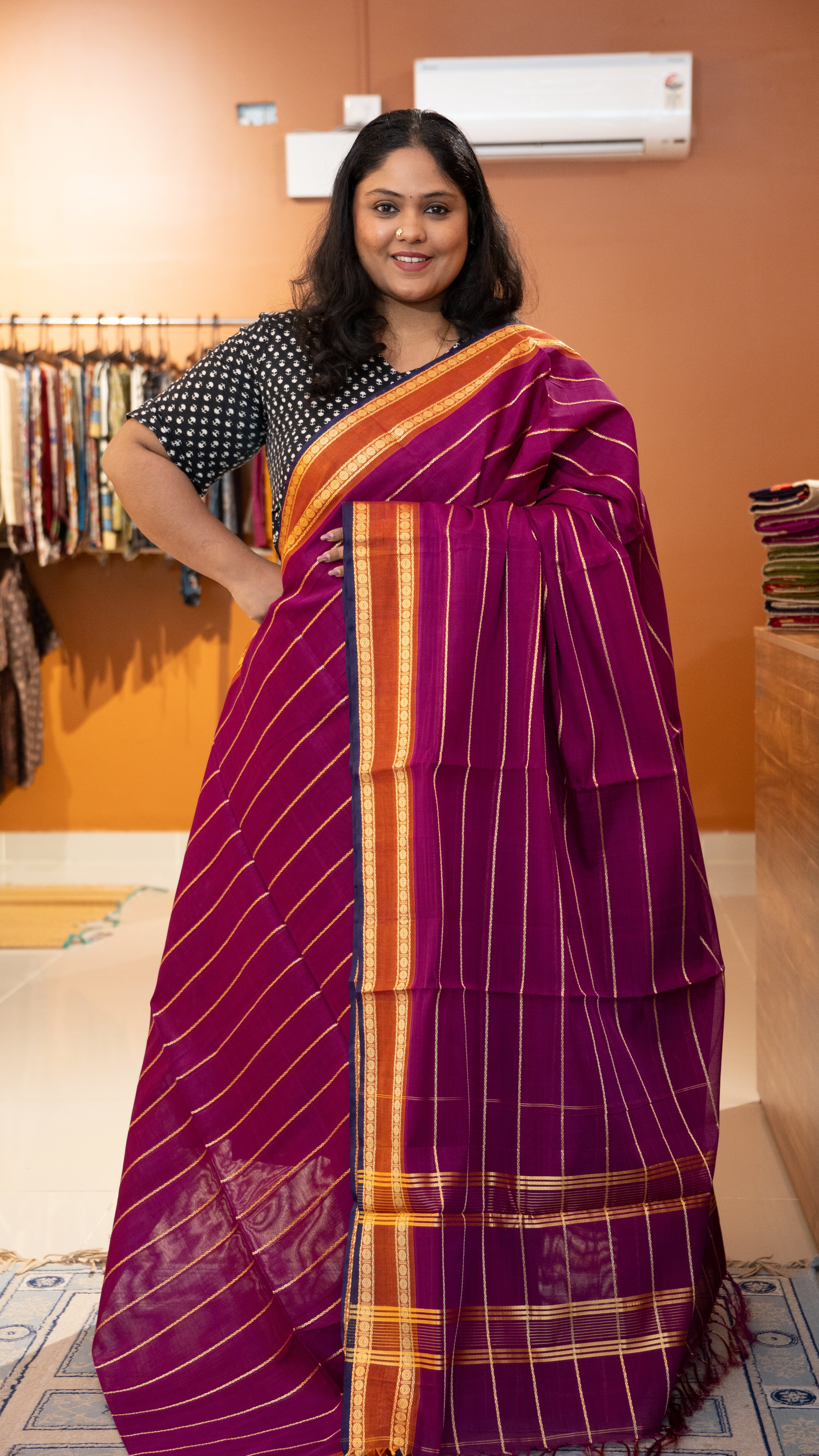 Devendra 6 Yards Saree - 11-11B-04-6Y-03 (Meganta)