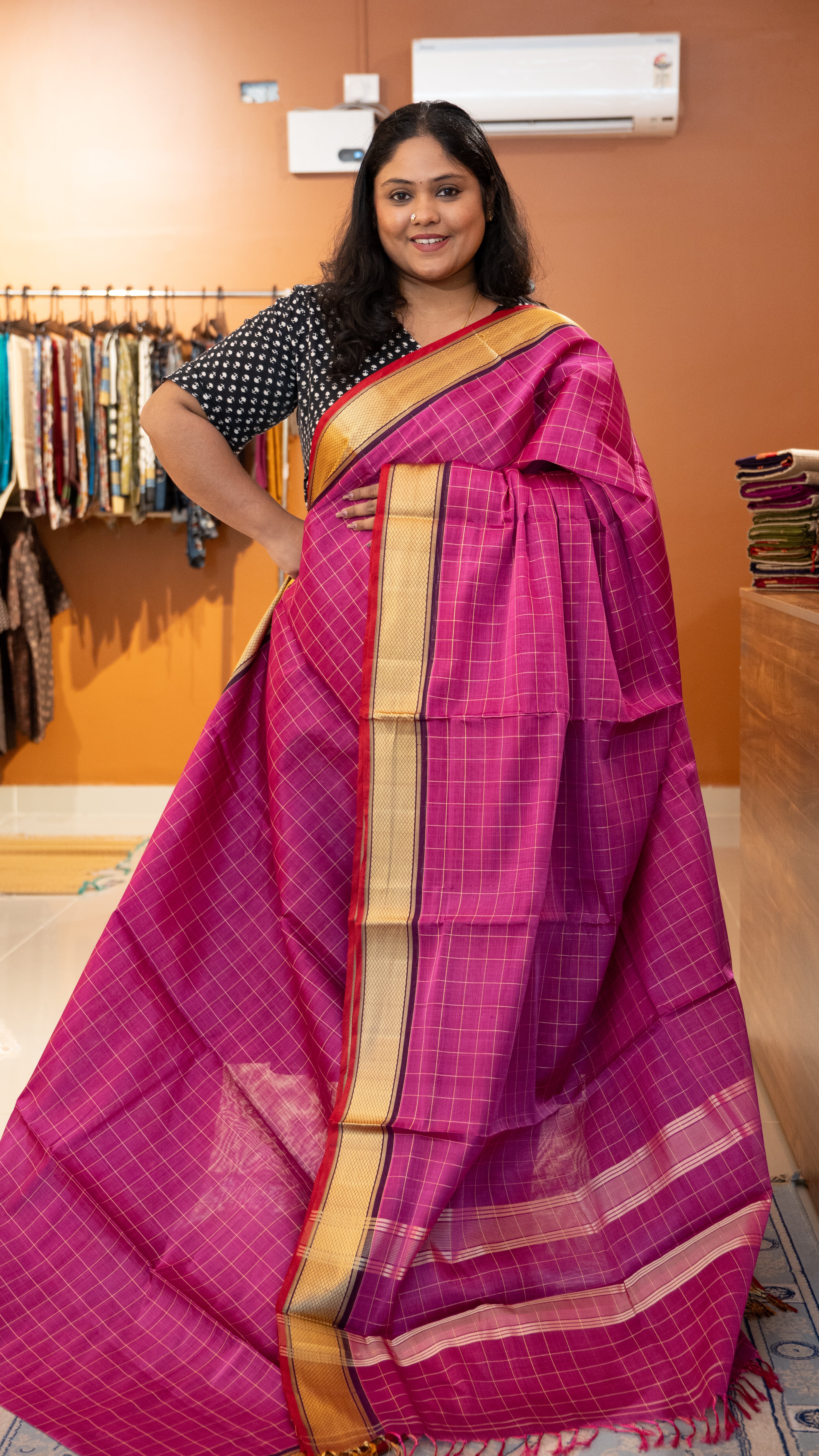 Devendra 7 Yards Saree - 11-11B-06-7Y-01 (Pink)