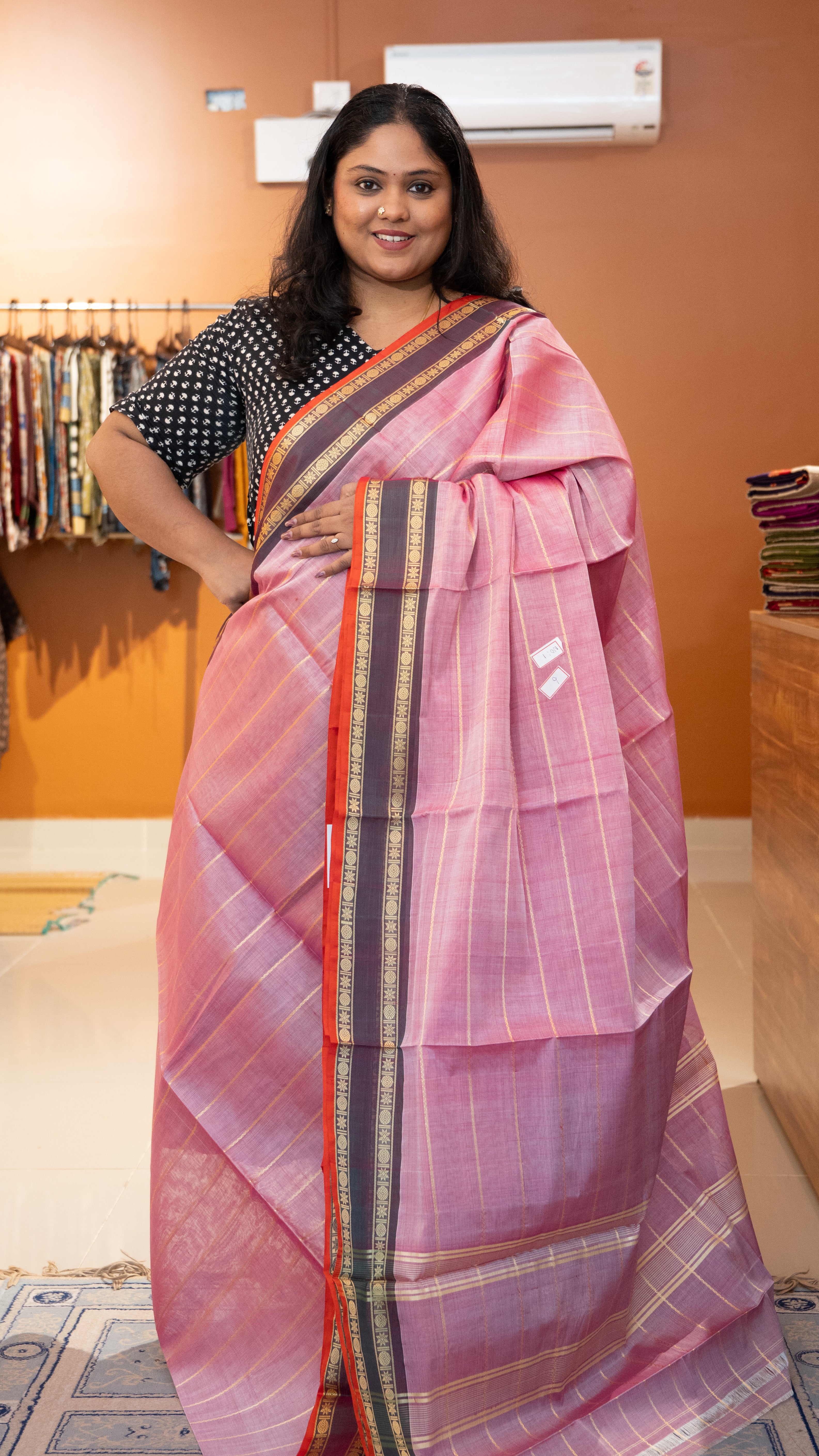 Devendra 6 Yards Saree - 11-11-01-6Y-01 (Onion Pink)