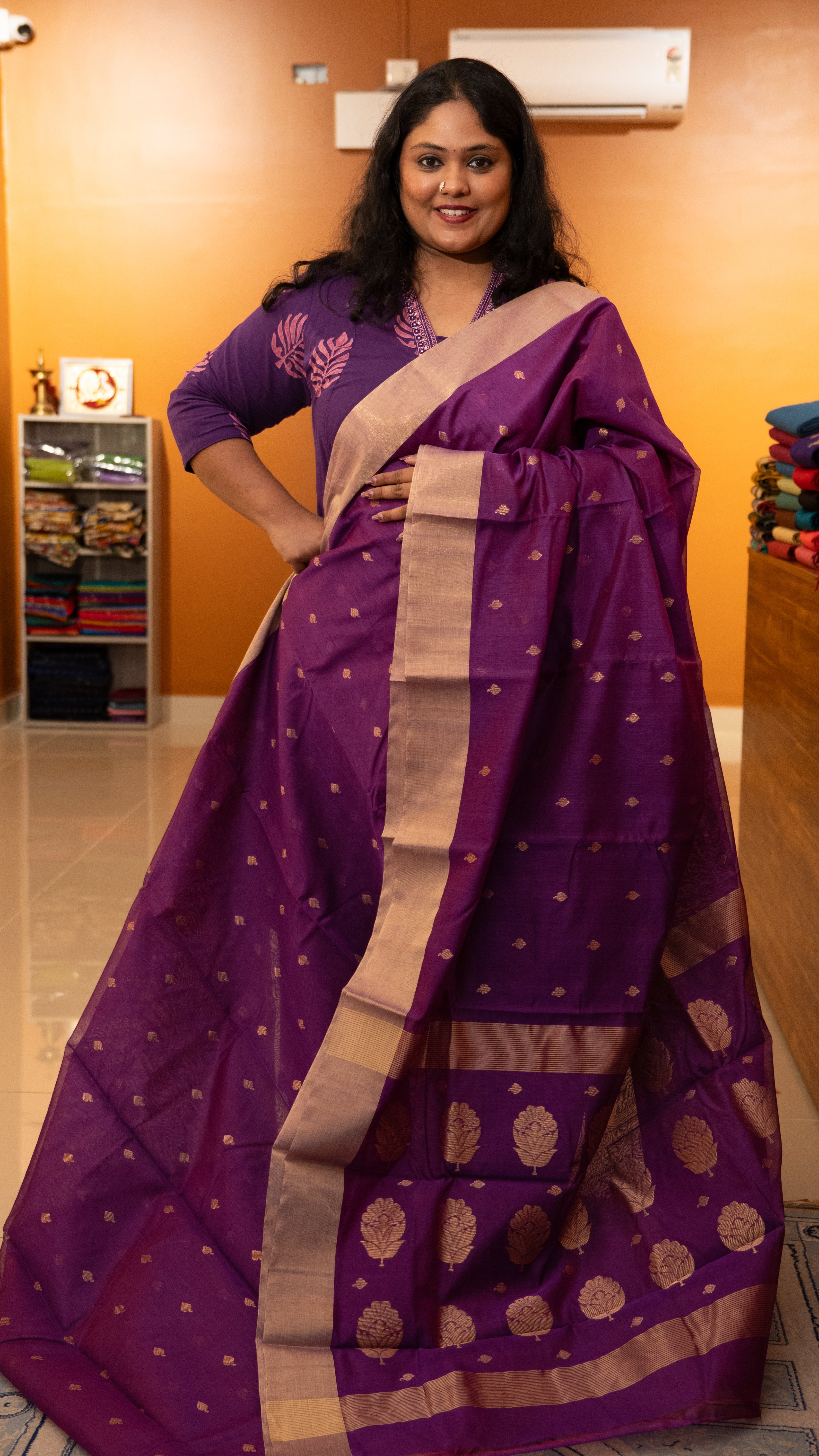 Chanderi Silk Cotton Saree - 51-10-01-08 (Vadamalli)