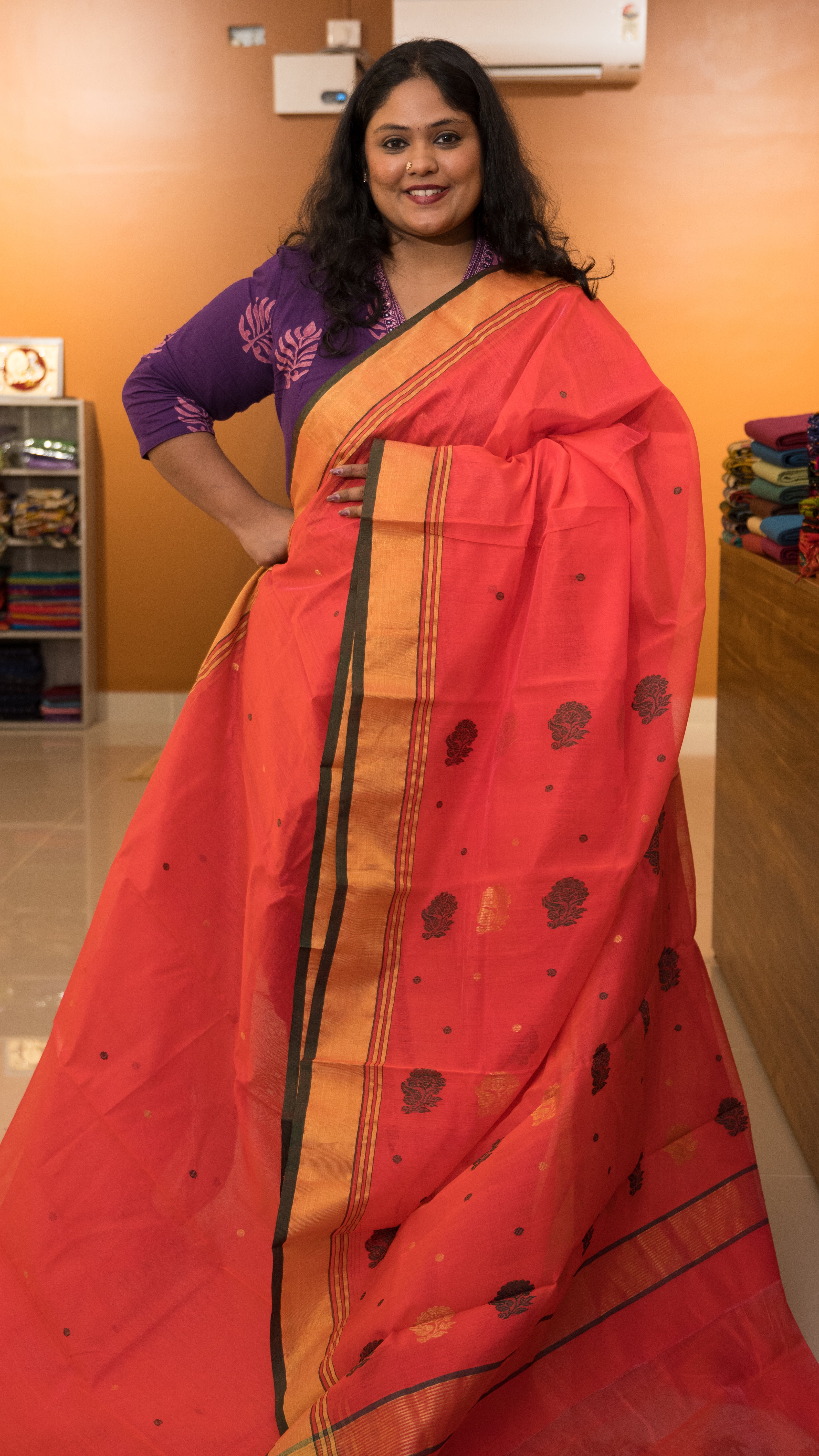 Chanderi Silk Cotton Saree - 51-10-01-05 (Candy Pink)