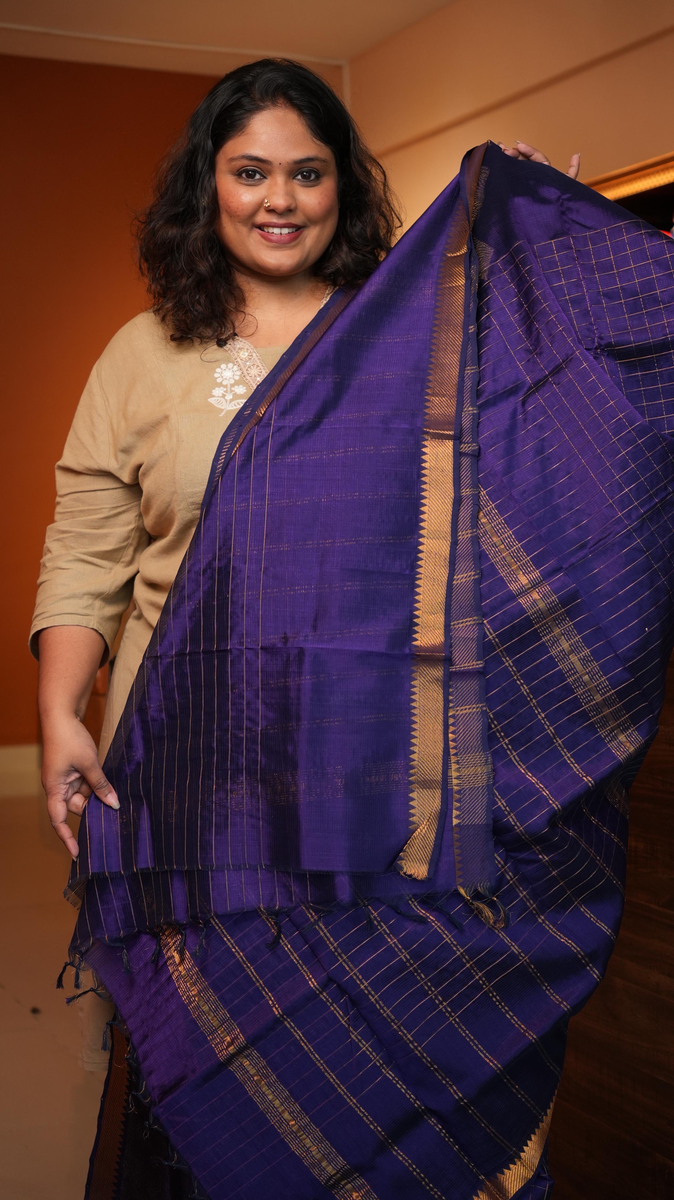 Mangalagiri Zari Checks Silk Cotton Saree
