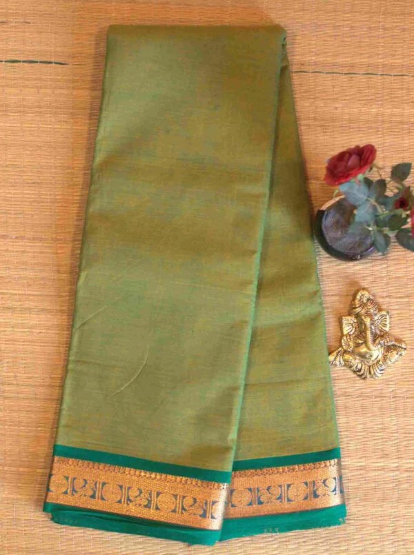Kanchivaram Cotton 10 Yards Green Saree 01-13-PCS-02