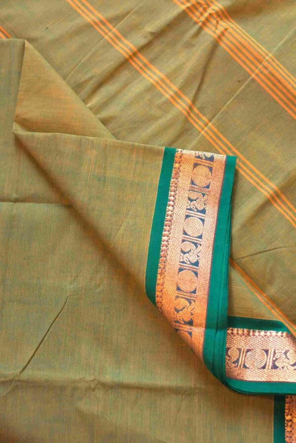 Kanchivaram Cotton 10 Yards Green Saree 01-13-PCS-02