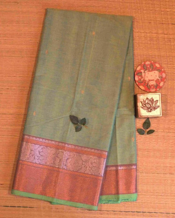 Kanchi Cotton Mint Green Saree 01-05-07-PCS-02