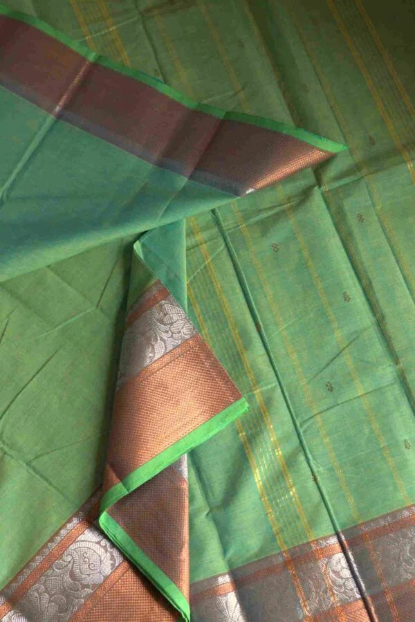Kanchi Cotton Mint Green Saree 01-05-07-PCS-02
