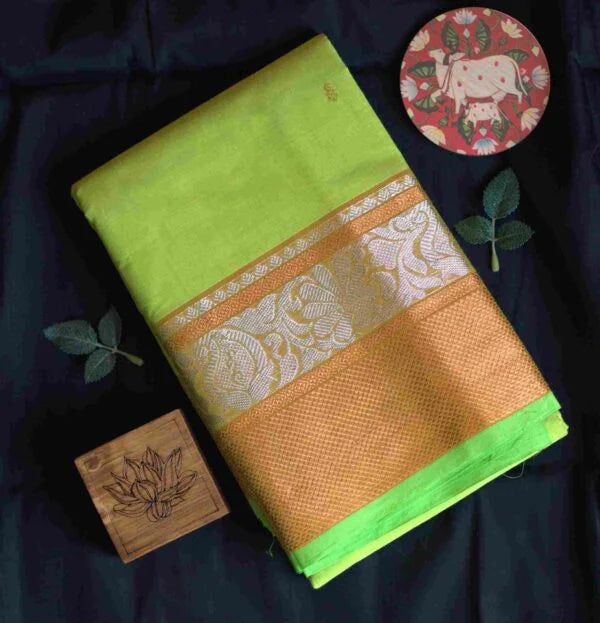Kanchi Cotton Green Saree 01-05-07-PCS-28