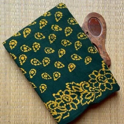 Batik Cotton Green Saree 01-04-02-PCS-03