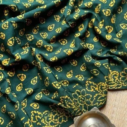 Batik Cotton Green Saree 01-04-02-PCS-03