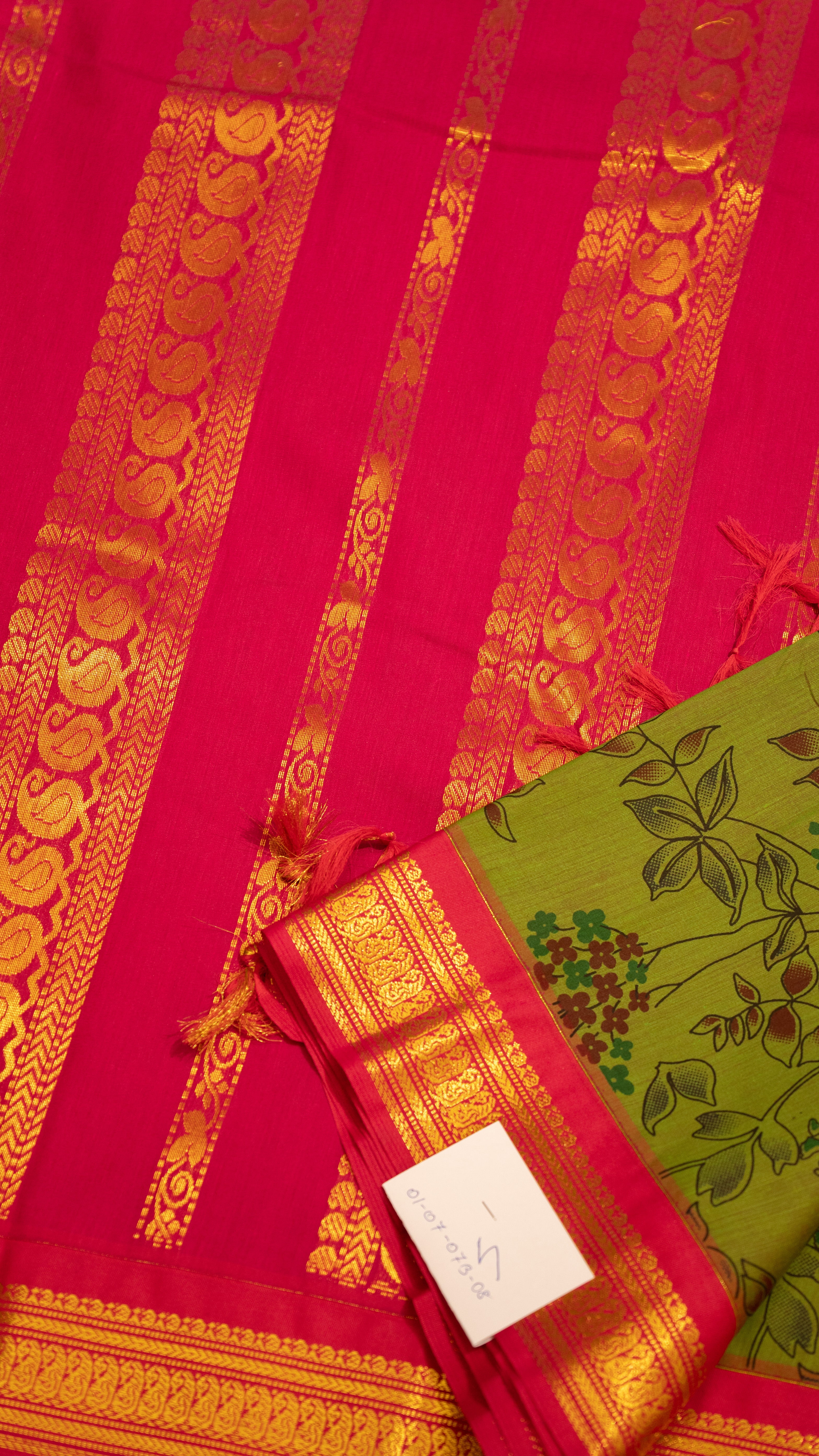 Semi Silk Kalamkari Printed Saree - 01-07-07B-08 ( Leaf Green)