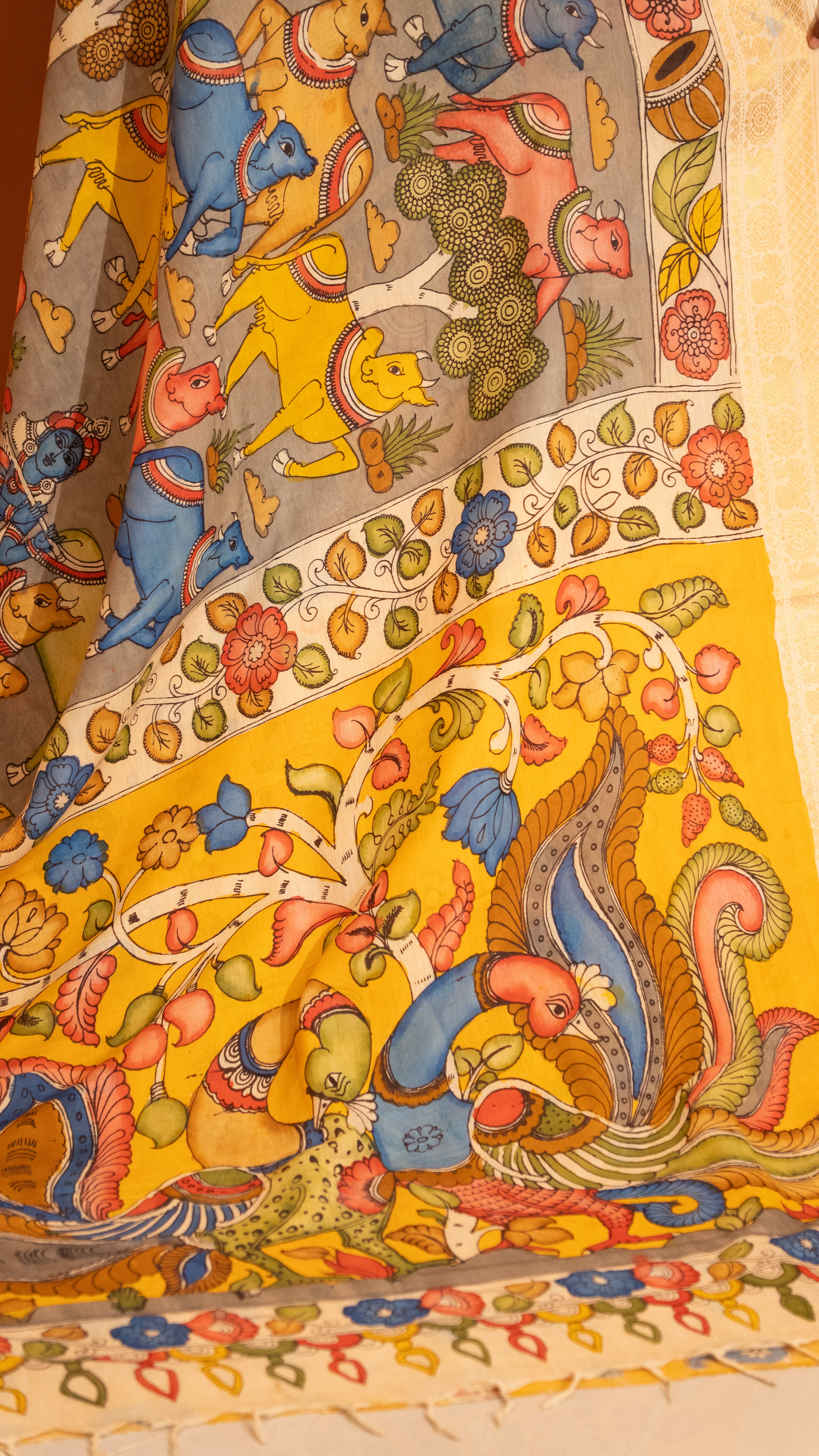 Pen Kalamkari Saree - 02-11-01-08 (Grey)