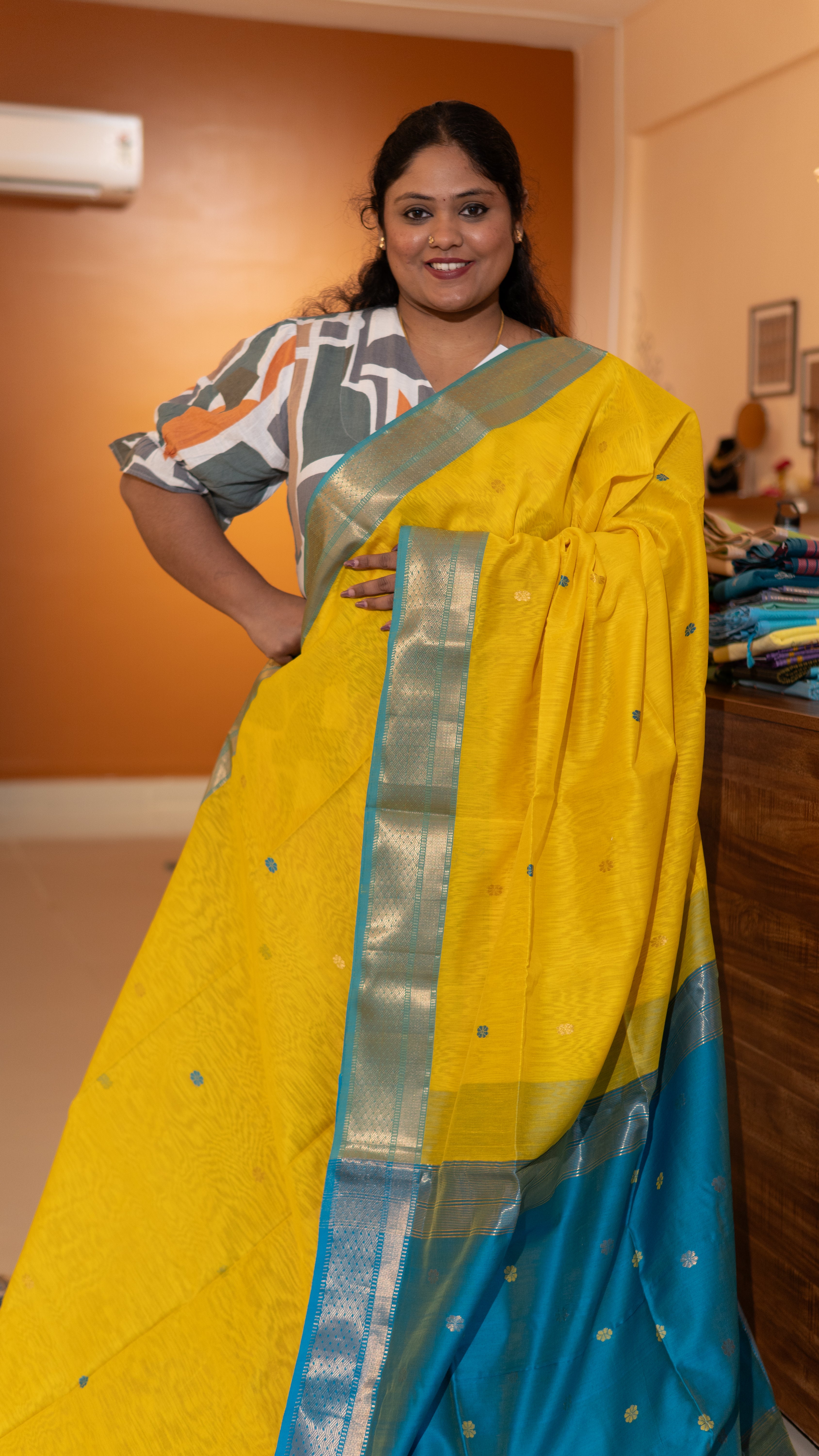 Maheshwari Silk Cotton Saree - 05-08B-10-02