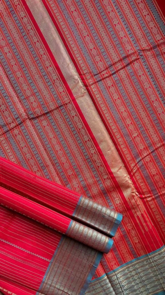 Kanjivaram Cotton Red Saree 01-02-13-PCS-02